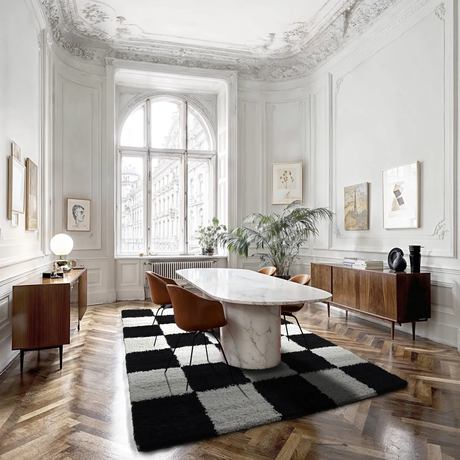 Hoogpolig vloerkleed - Gordes (zwart/wit)