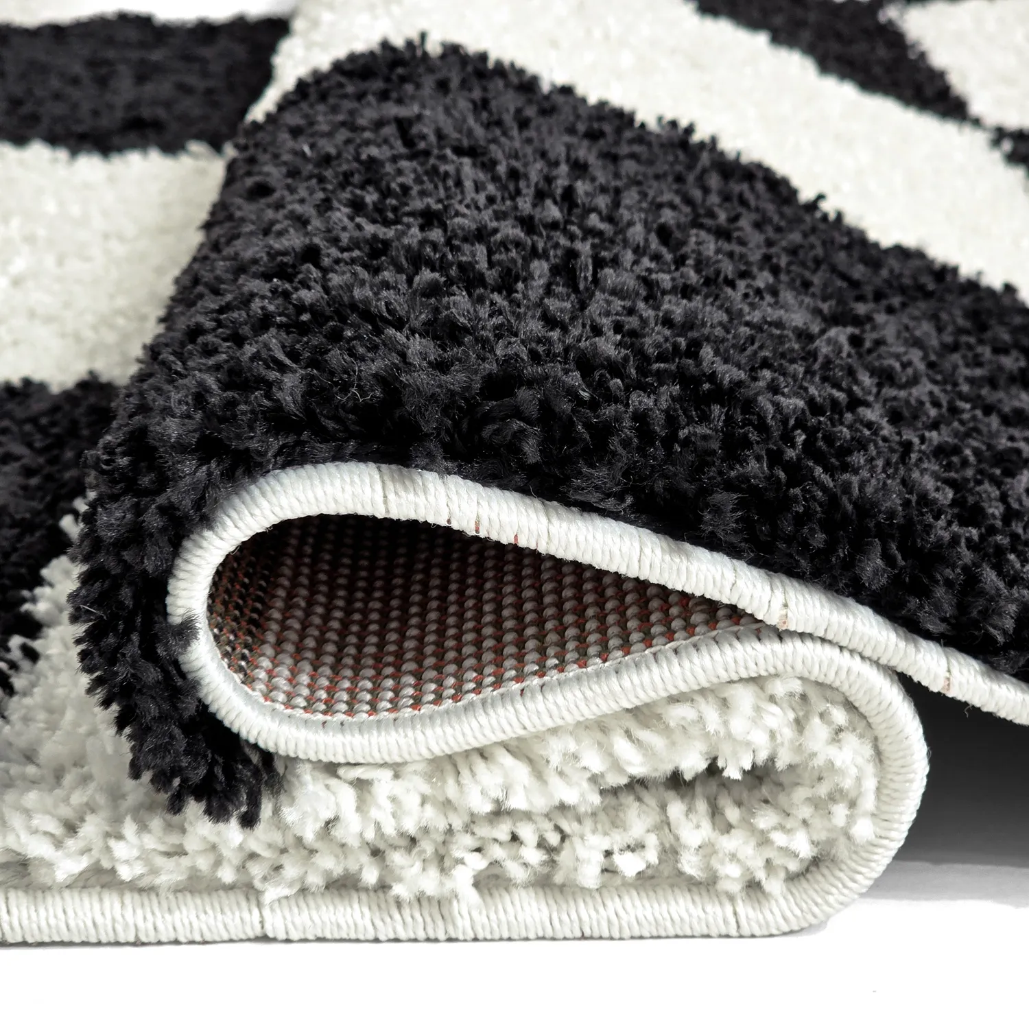 Hoogpolig vloerkleed - Gordes (zwart/wit)