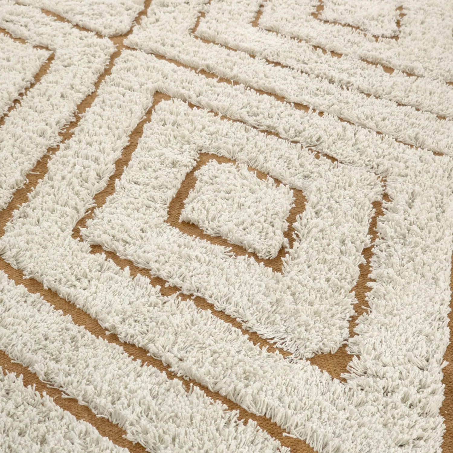 Ronde vloerkleden - Holwell Natural Cotton Shaggy (gebroken wit/bruin)