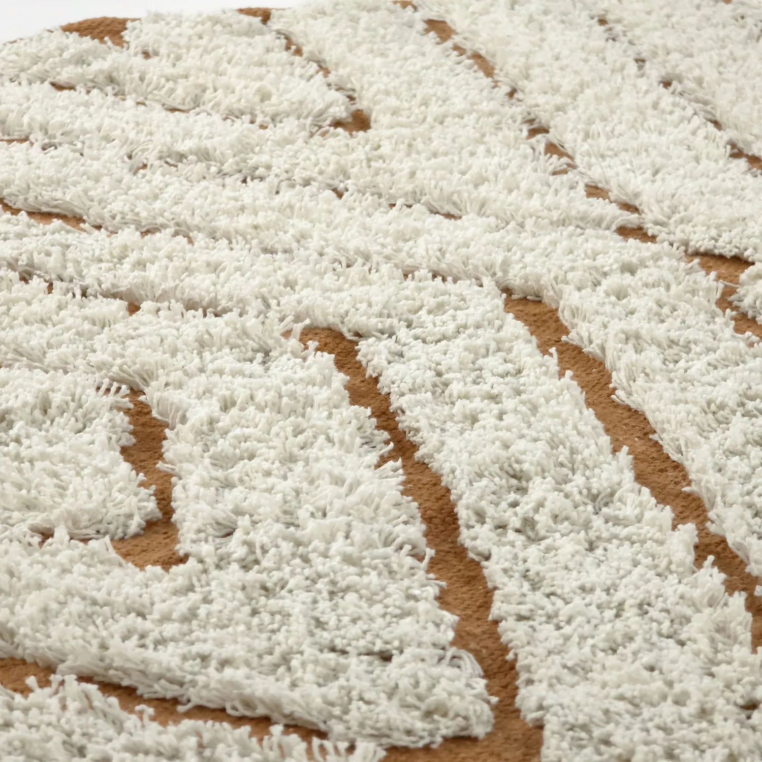 Ronde vloerkleden - Holwell Natural Cotton Shaggy (gebroken wit/bruin)