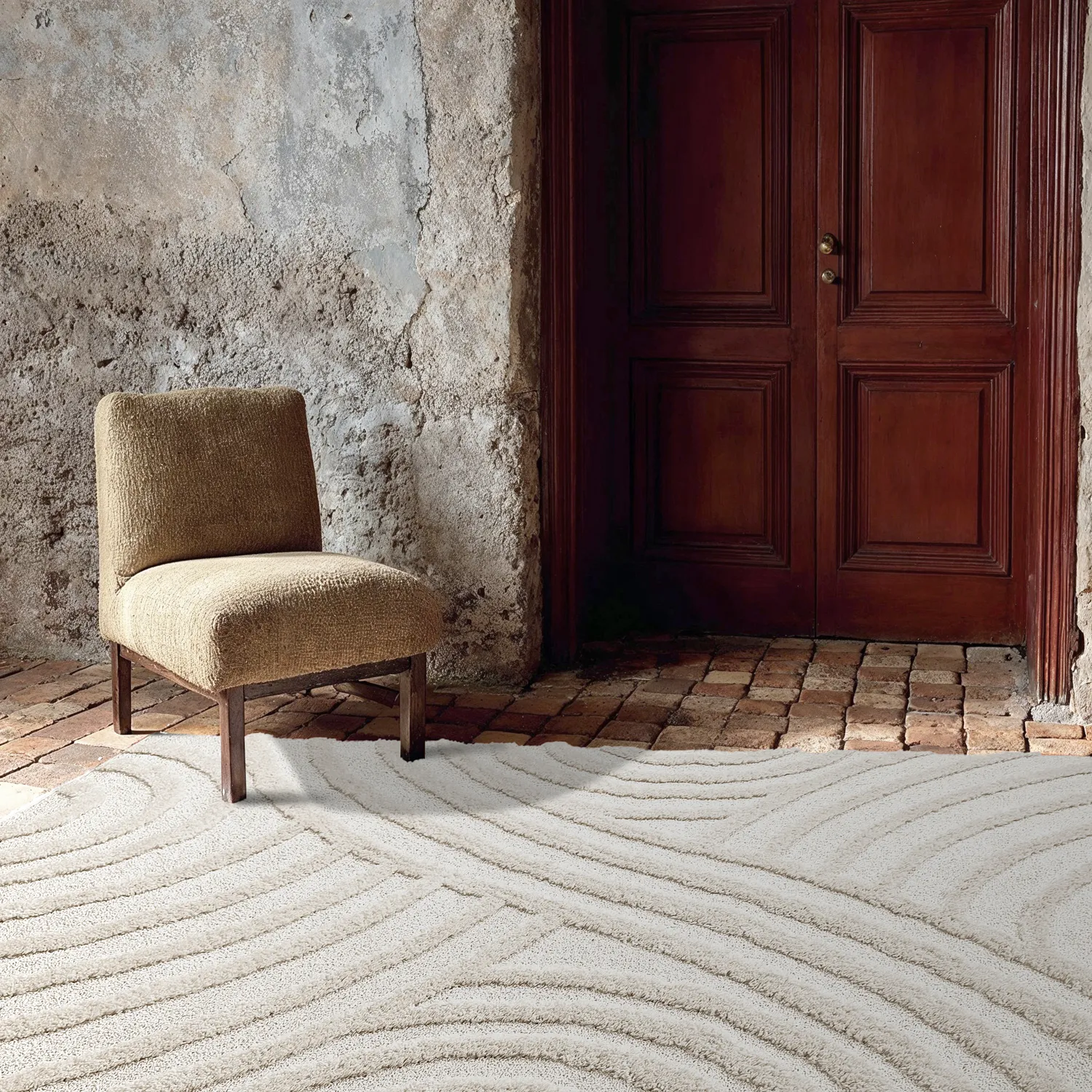 Hoogpolig vloerkleed - Iwaki (gebroken wit)