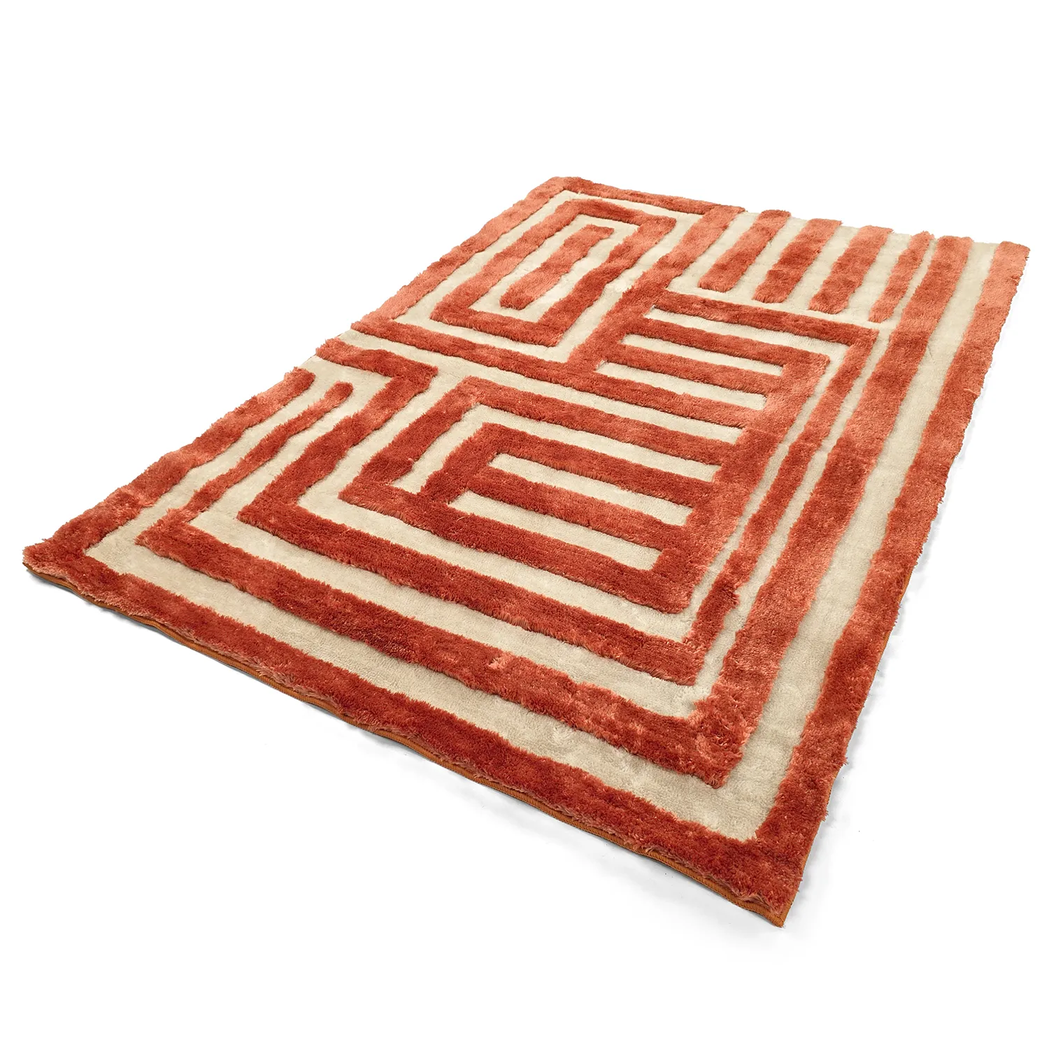 Hoogpolig vloerkleed - Karbala (crème/rood)