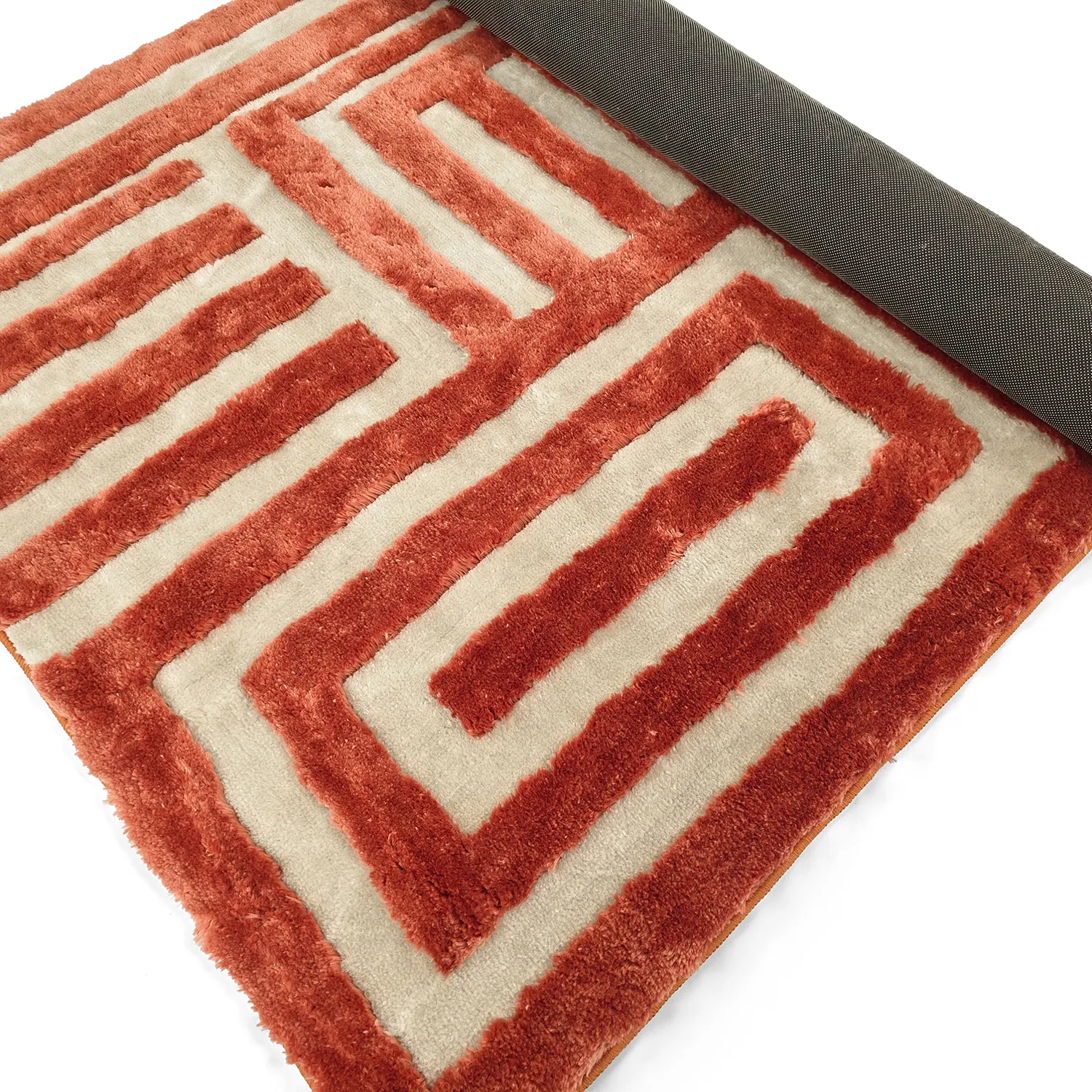 Hoogpolig vloerkleed - Karbala (crème/rood)