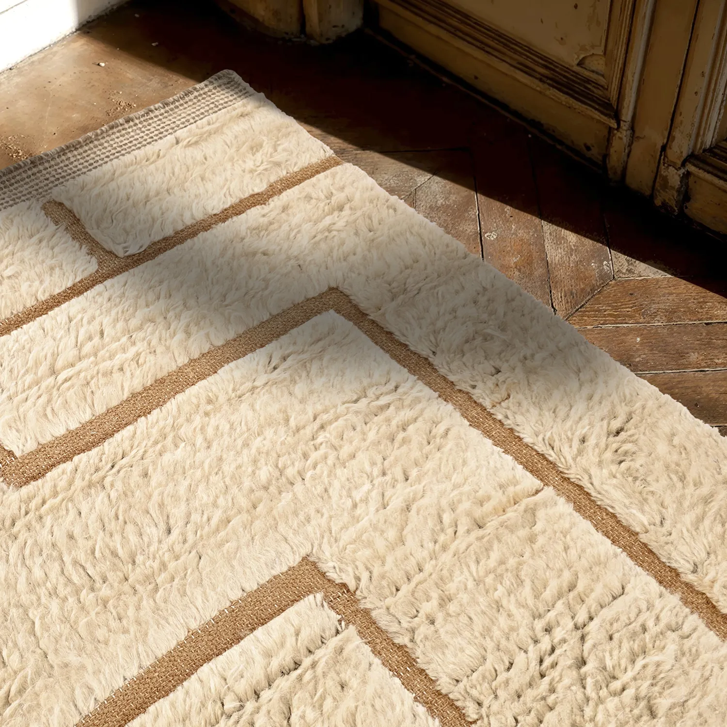 Hoogpolig vloerkleed - Kiberg Hand Woven Wool Shaggy (room)