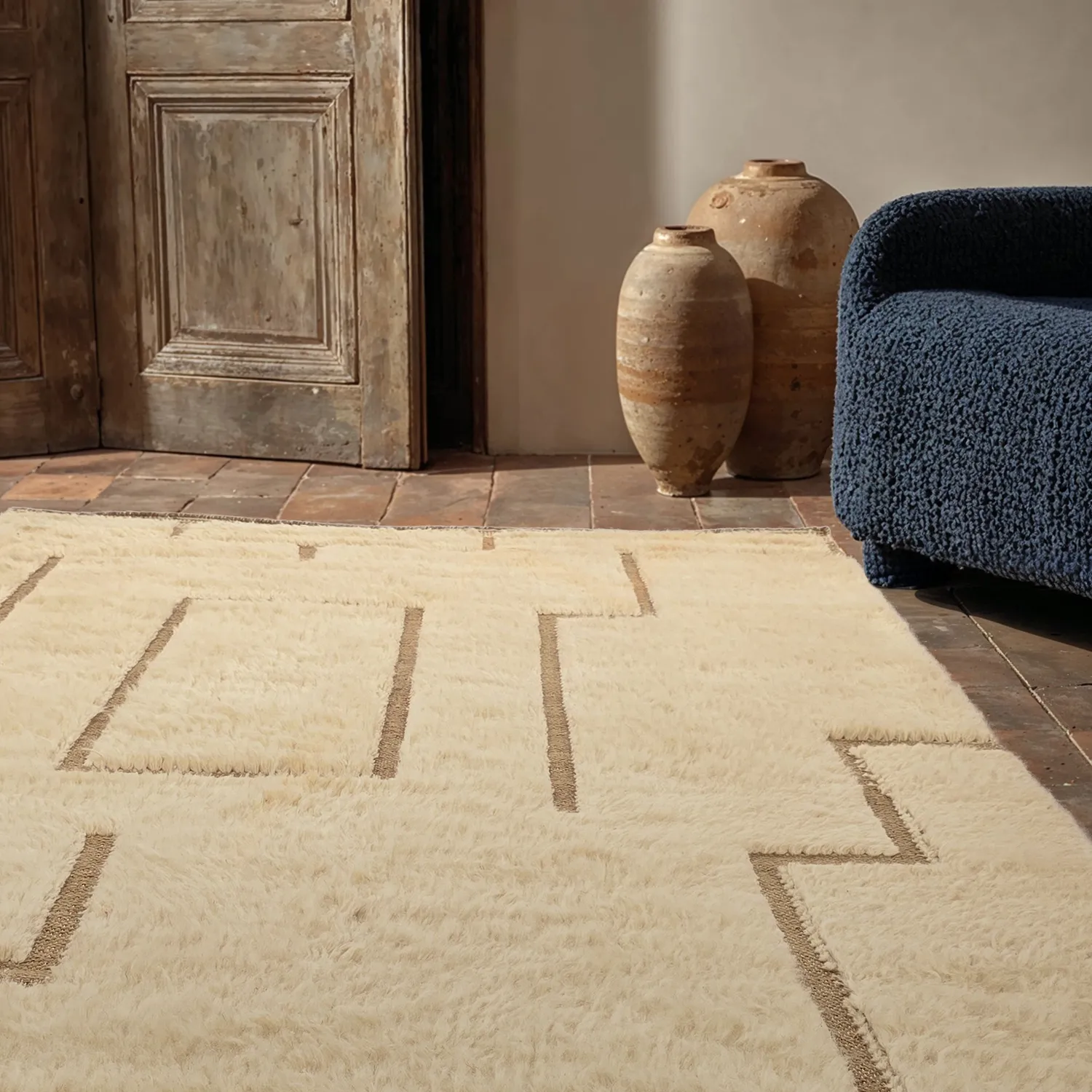 Hoogpolig vloerkleed - Kiberg Hand Woven Wool Shaggy (room)