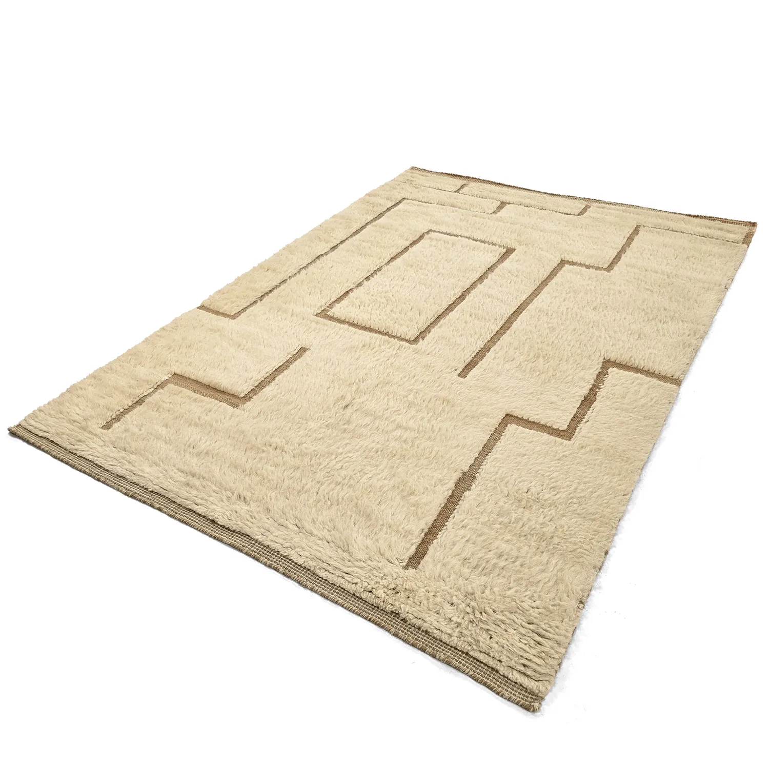 Hoogpolig vloerkleed - Kiberg Hand Woven Wool Shaggy (room)