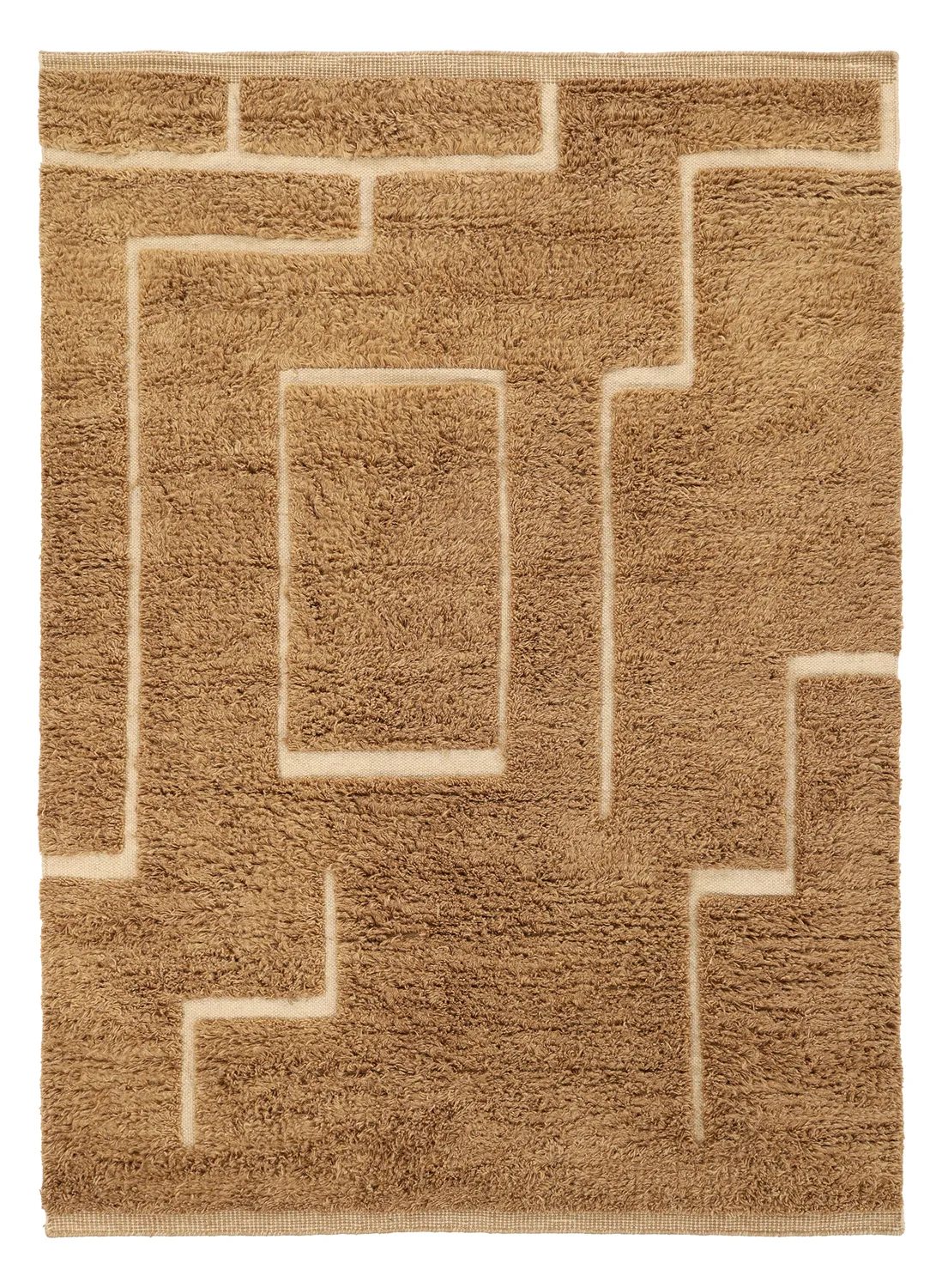 Hoogpolig vloerkleed - Kiberg Hand Woven Wool Shaggy (beige)