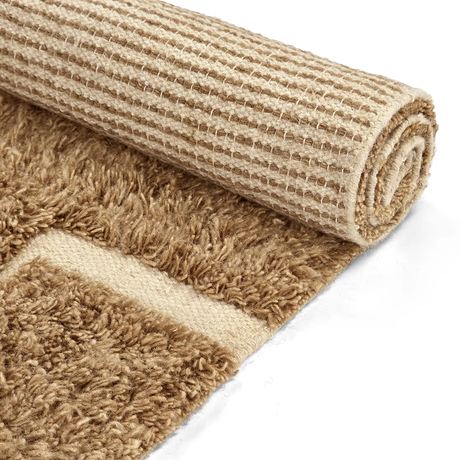 Hoogpolig vloerkleed - Kiberg Hand Woven Wool Shaggy (beige)