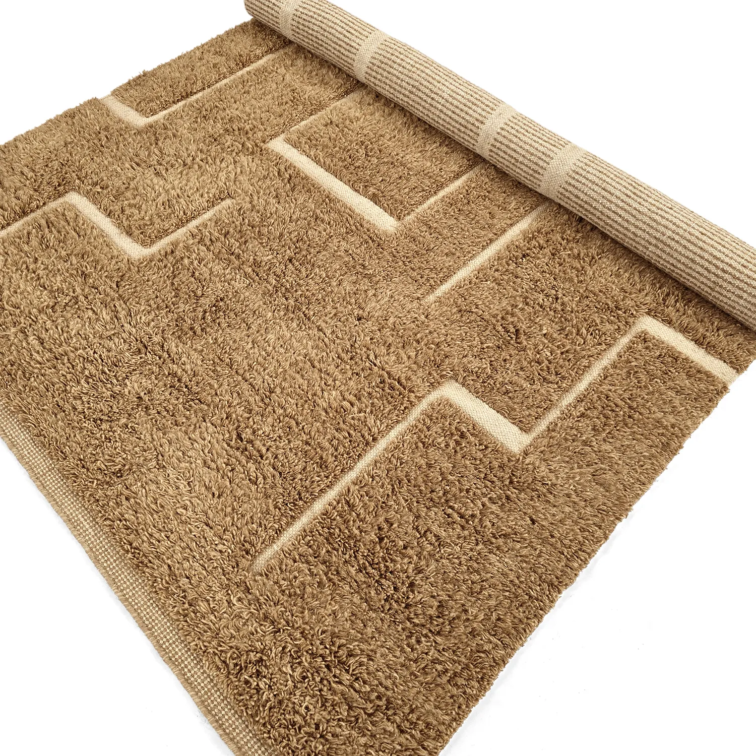 Hoogpolig vloerkleed - Kiberg Hand Woven Wool Shaggy (beige)