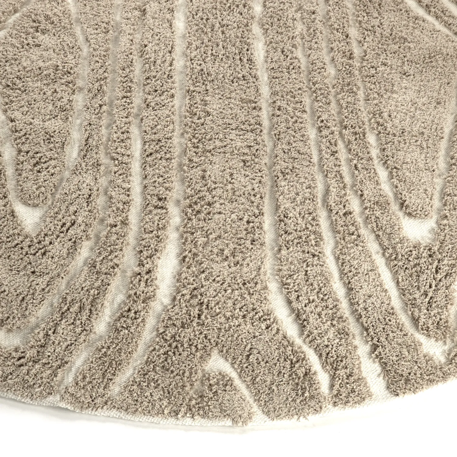 Ronde vloerkleden - Kindon Natural Cotton Shaggy (beige/wit)