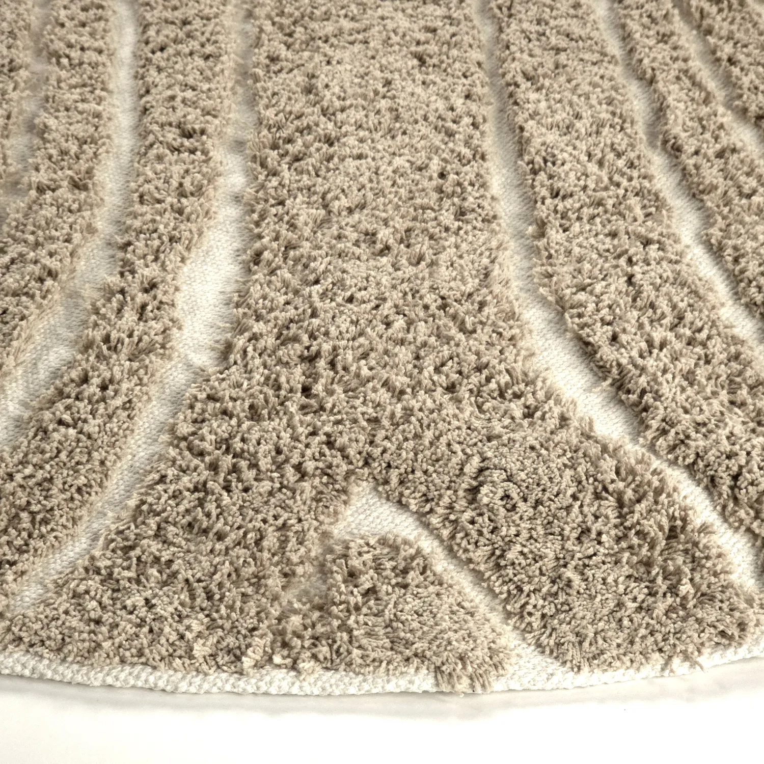 Ronde vloerkleden - Kindon Natural Cotton Shaggy (beige/wit)