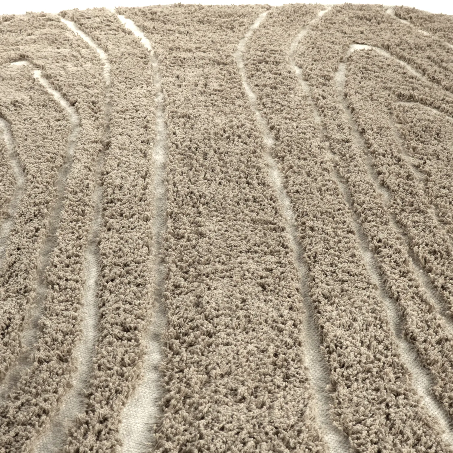 Ronde vloerkleden - Kindon Natural Cotton Shaggy (beige/wit)