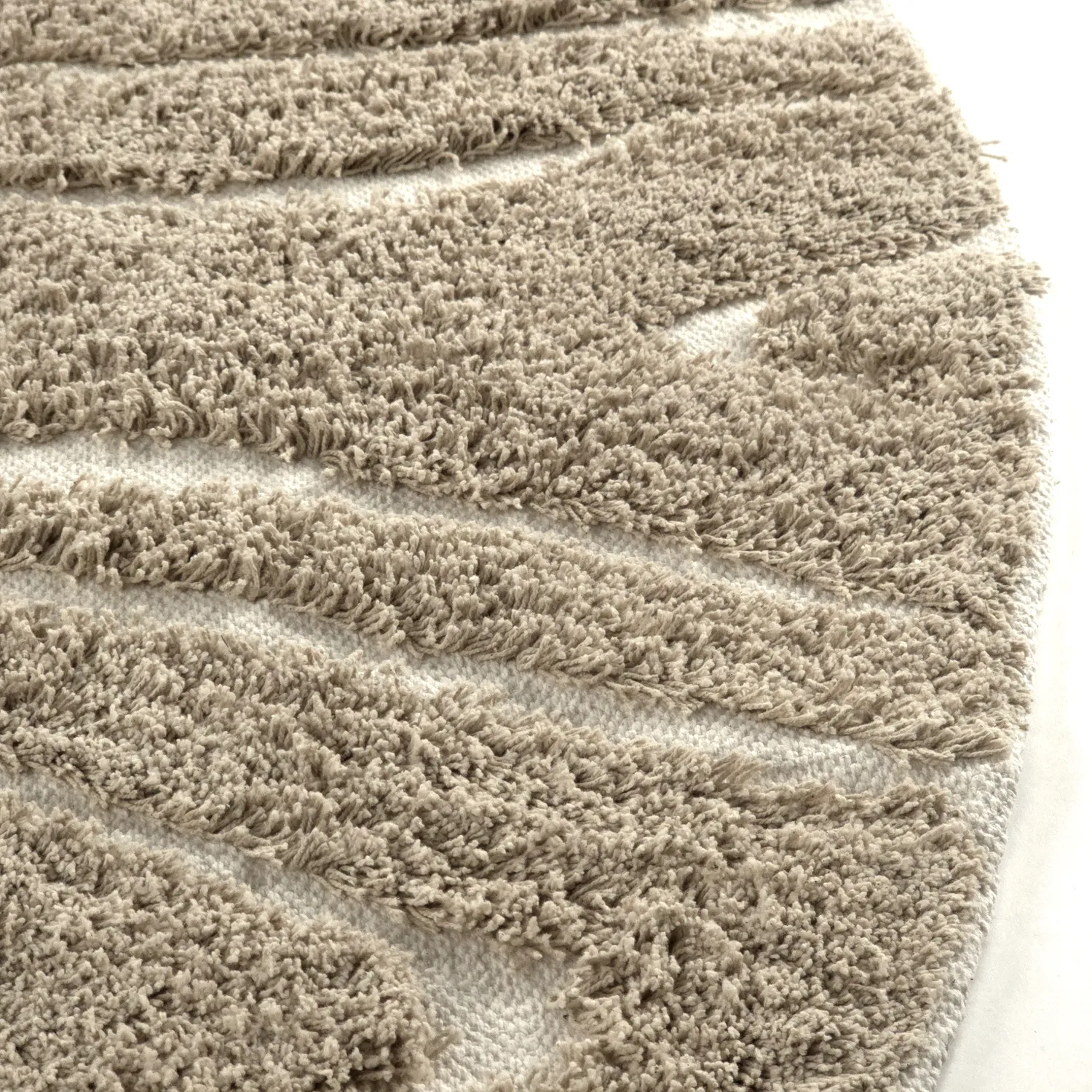 Ronde vloerkleden - Kindon Natural Cotton Shaggy (beige/wit)