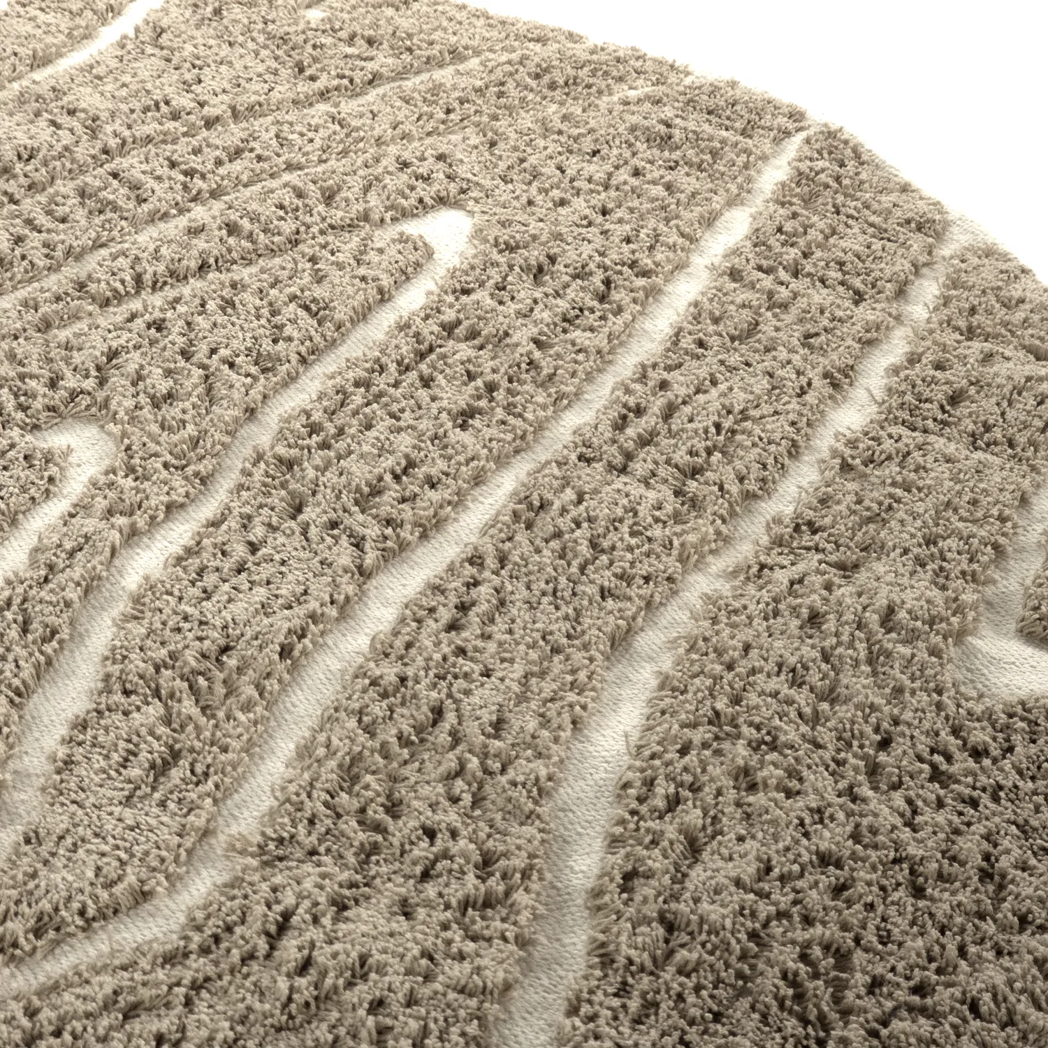 Ronde vloerkleden - Kindon Natural Cotton Shaggy (beige/wit)