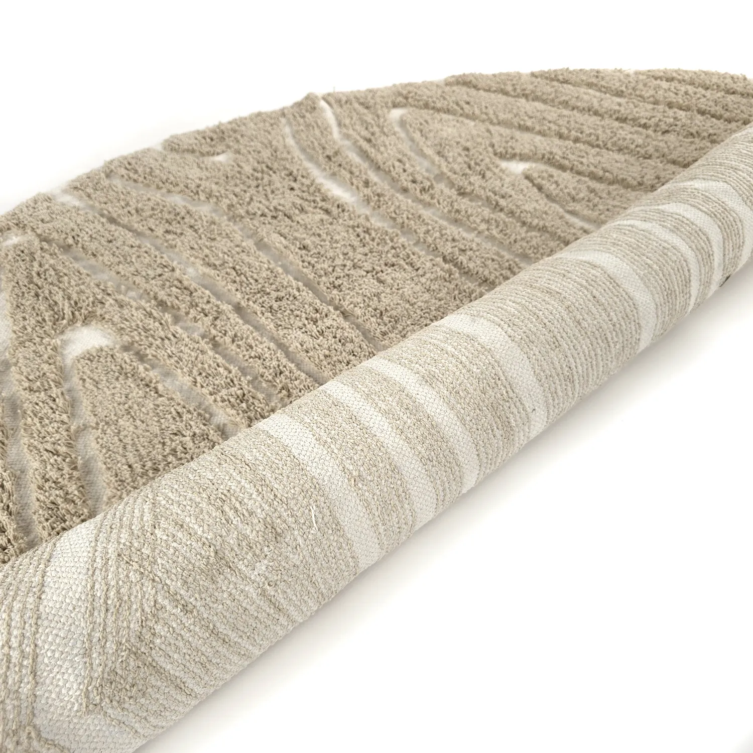Ronde vloerkleden - Kindon Natural Cotton Shaggy (beige/wit)