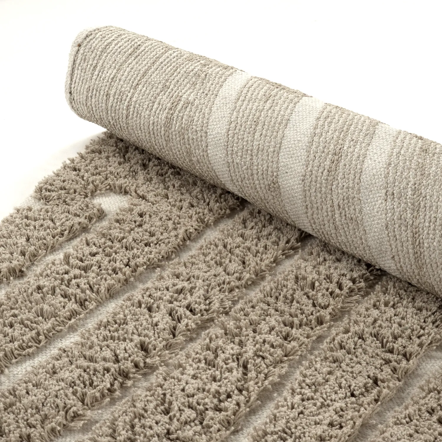 Ronde vloerkleden - Kindon Natural Cotton Shaggy (beige/wit)