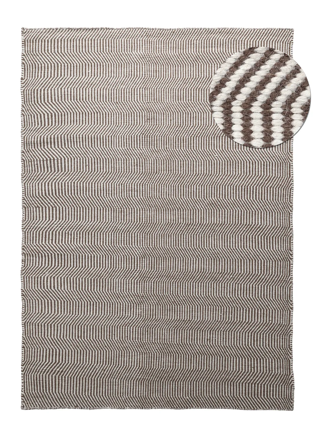 Wollen-vloerkleed - Larkana (bruin/wit)