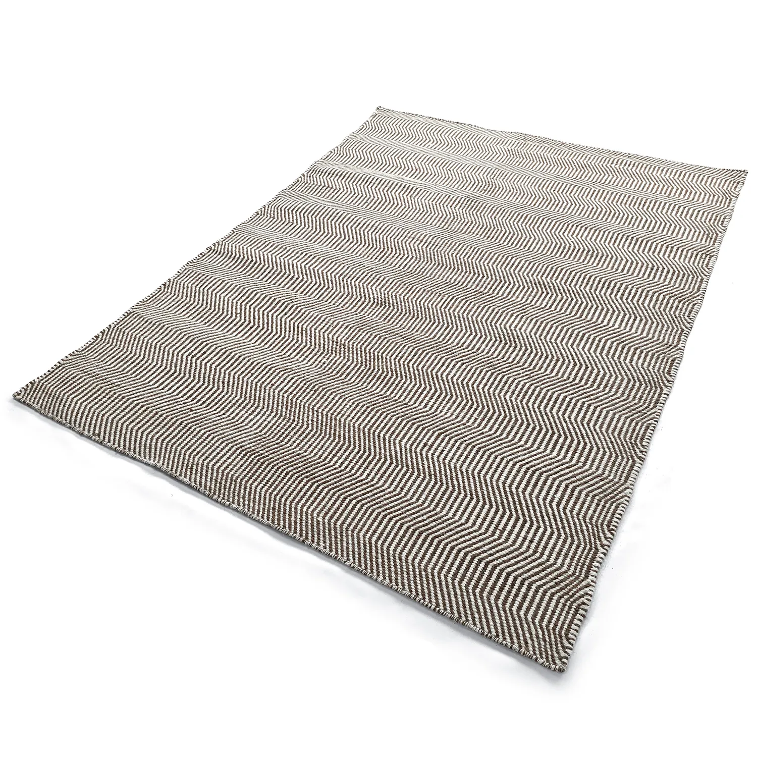 Wollen-vloerkleed - Larkana (bruin/wit)