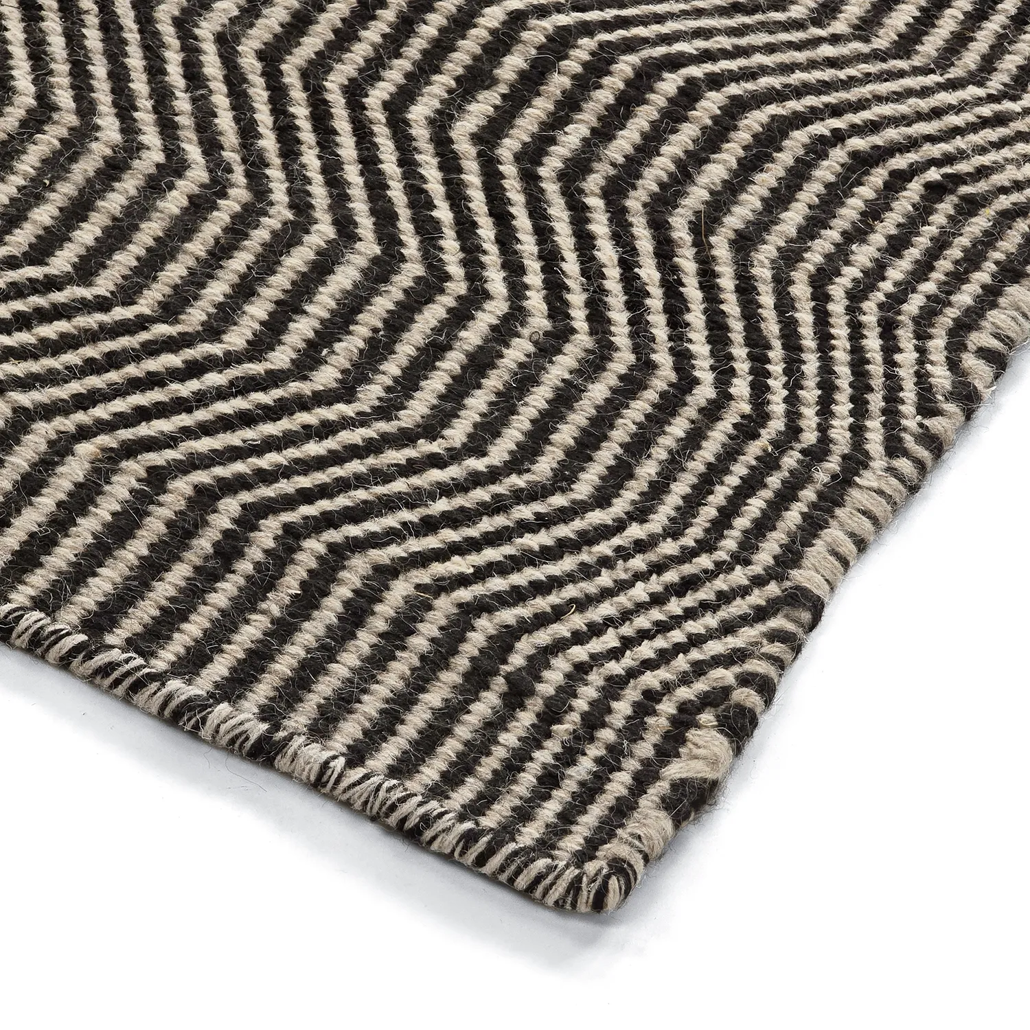 Wollen-vloerkleed - Larkana (beige/zwart)