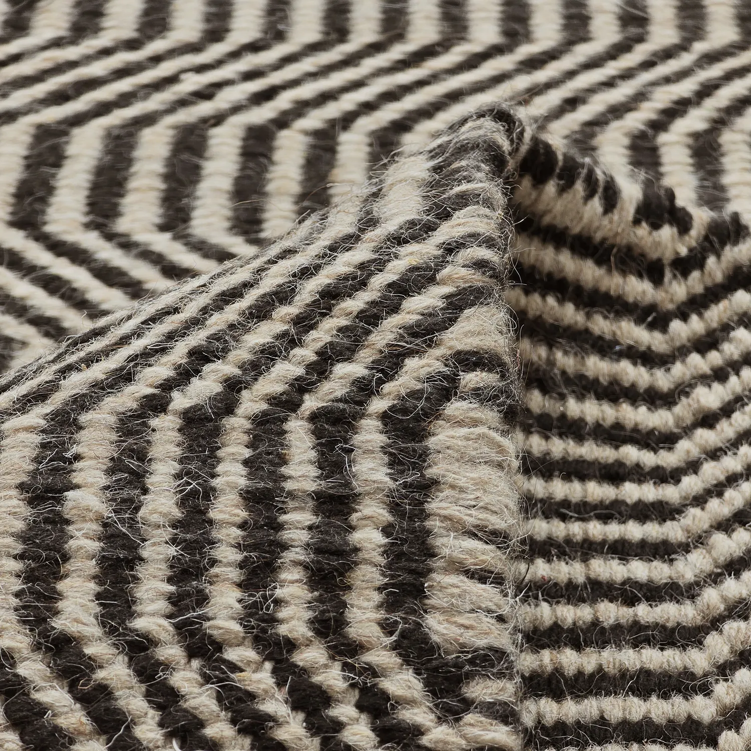 Wollen-vloerkleed - Larkana (beige/zwart)