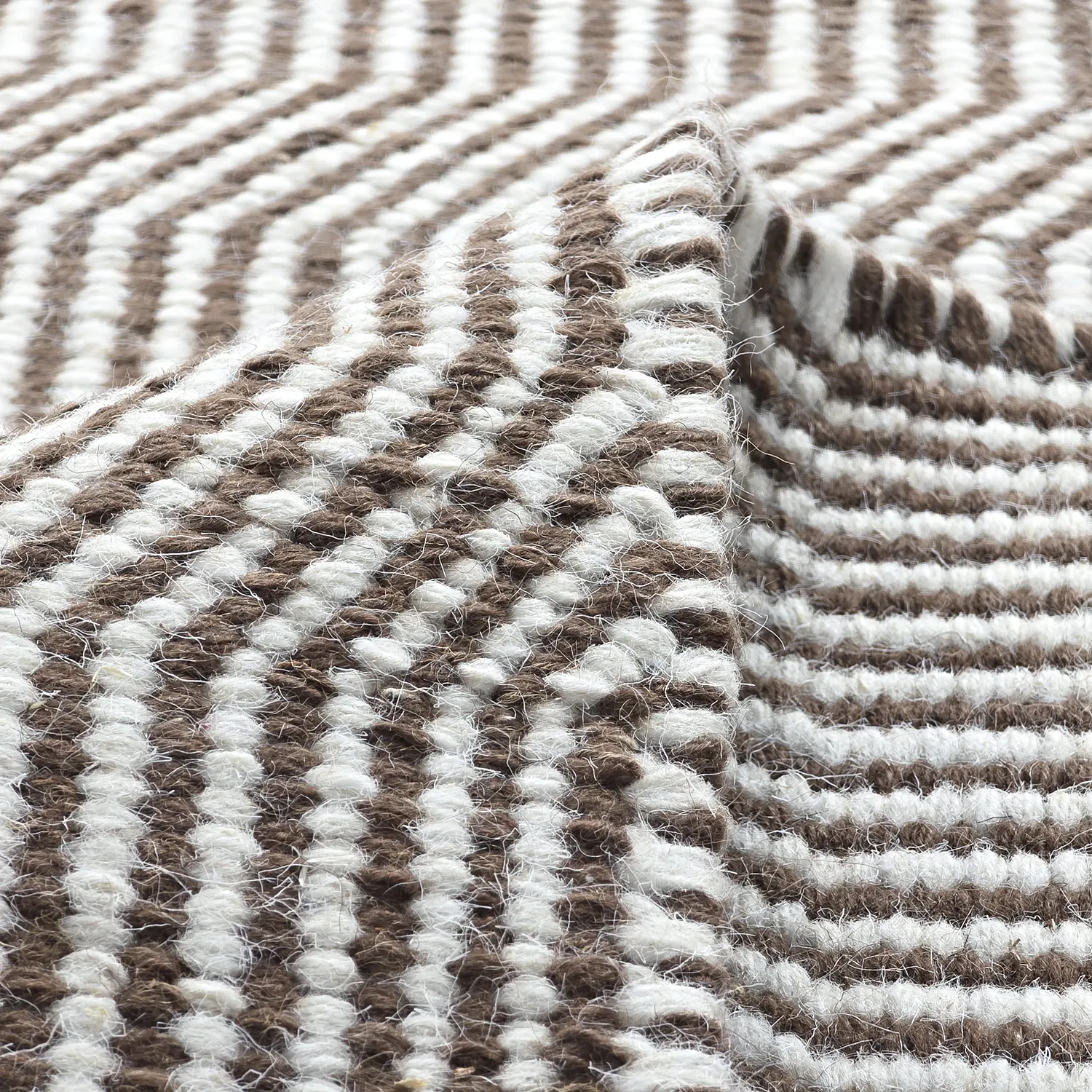 Wollen-vloerkleed - Larkana (bruin/wit)