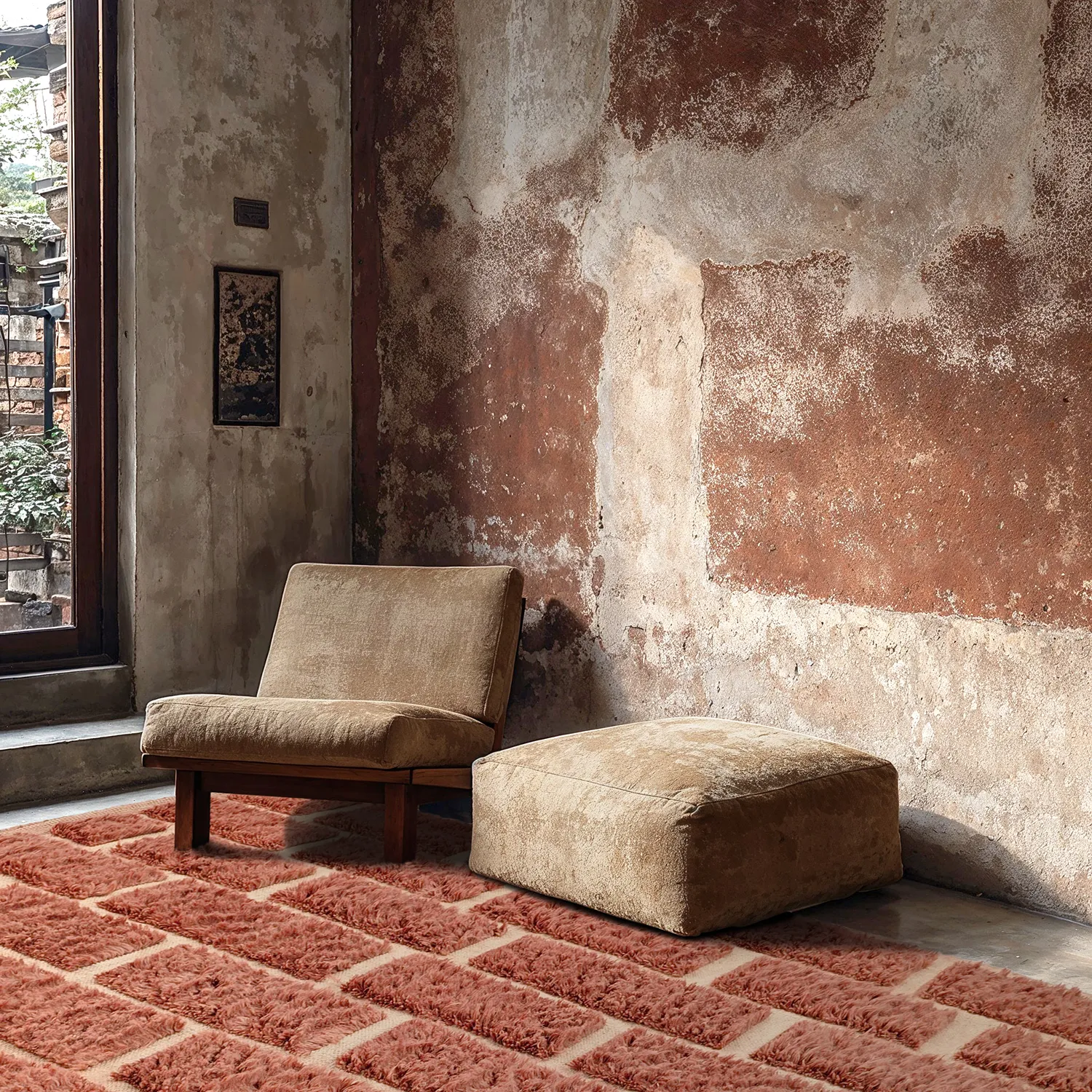 Hoogpolig vloerkleed - Leknes Hand Woven Wool Shaggy (terracotta)