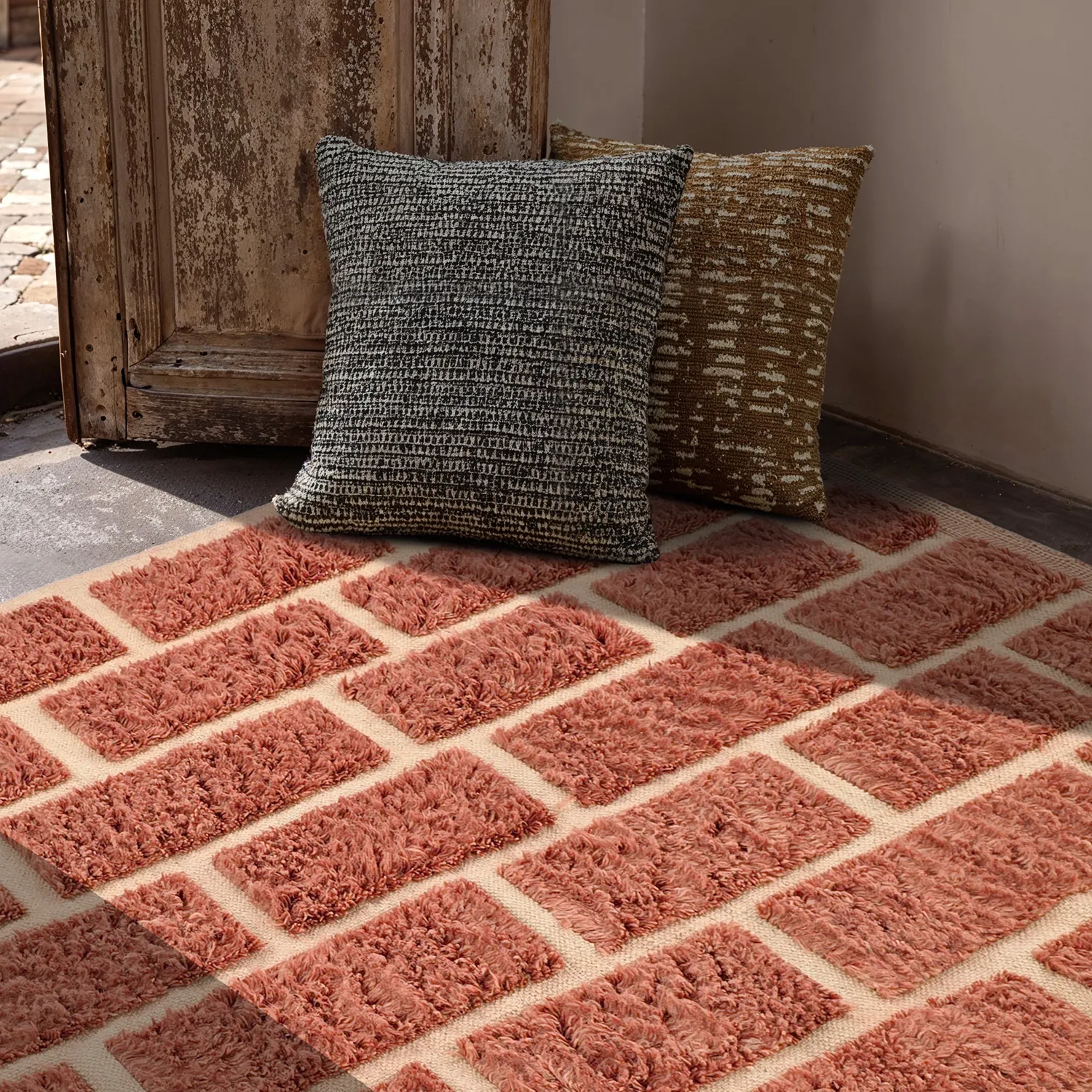 Hoogpolig vloerkleed - Leknes Hand Woven Wool Shaggy (terracotta)