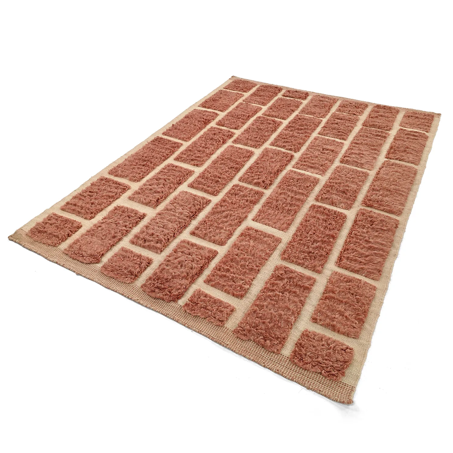 Hoogpolig vloerkleed - Leknes Hand Woven Wool Shaggy (terracotta)