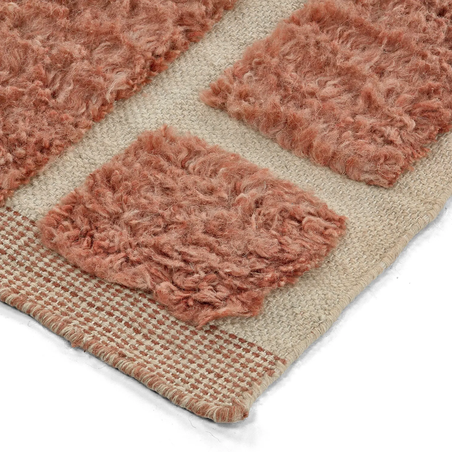 Hoogpolig vloerkleed - Leknes Hand Woven Wool Shaggy (terracotta)
