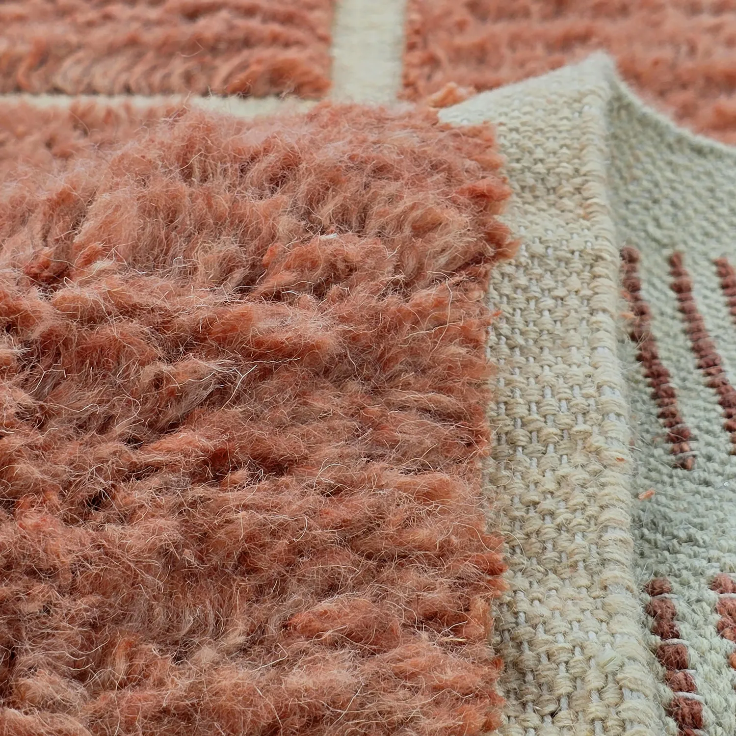 Hoogpolig vloerkleed - Leknes Hand Woven Wool Shaggy (terracotta)