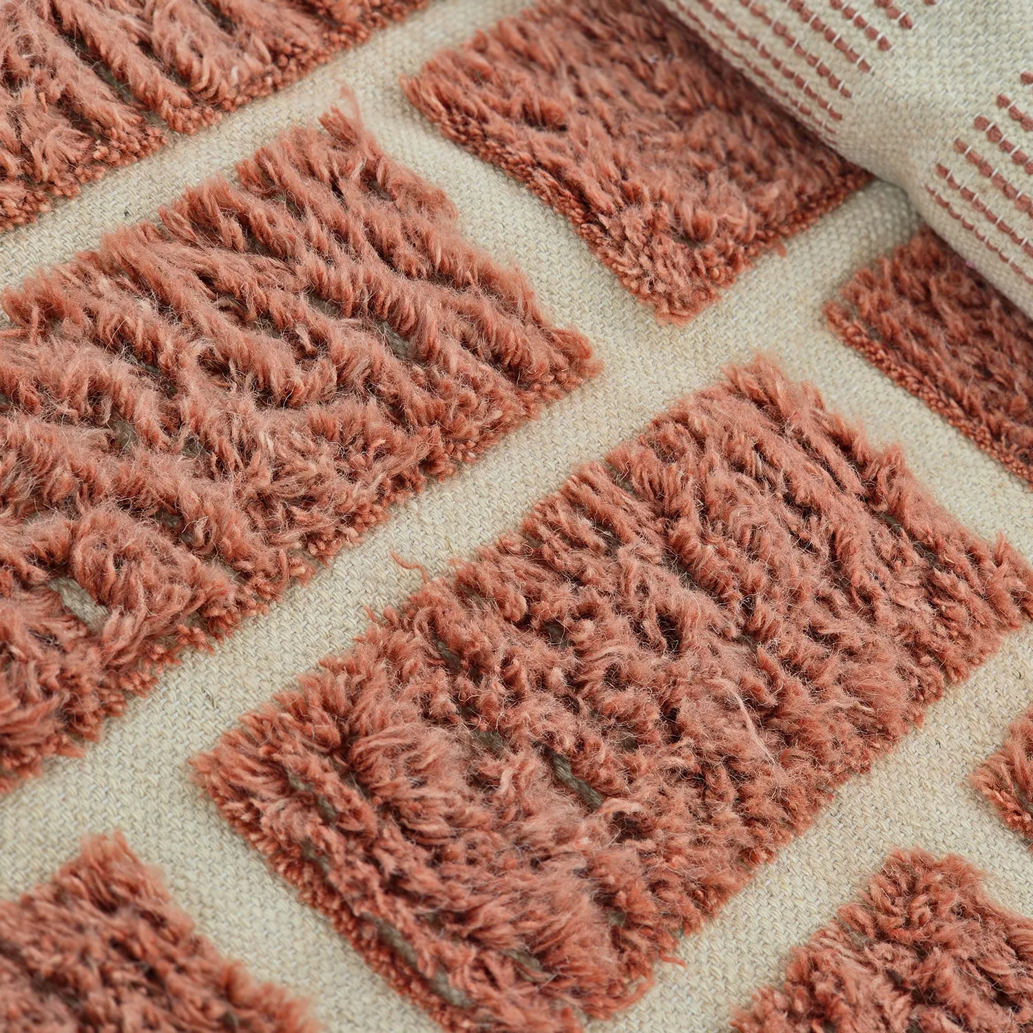 Hoogpolig vloerkleed - Leknes Hand Woven Wool Shaggy (terracotta)
