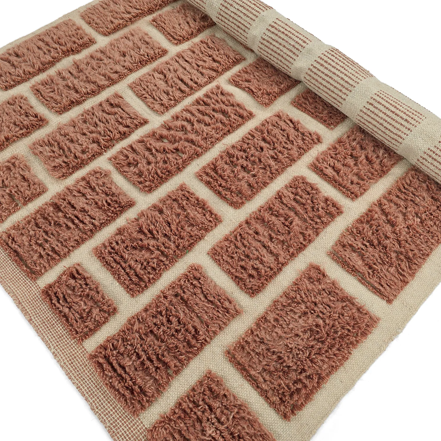 Hoogpolig vloerkleed - Leknes Hand Woven Wool Shaggy (terracotta)