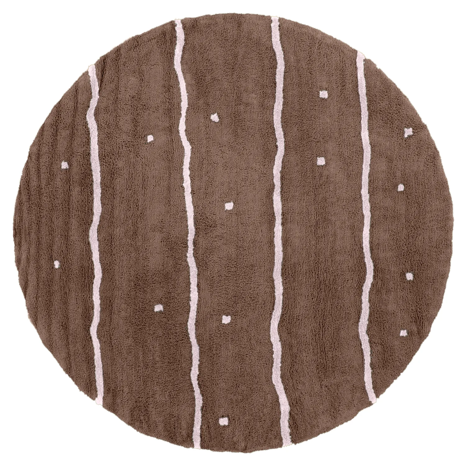Rond vloerkleed - Leora Natural Cotton Shaggy (bruin/paars)
