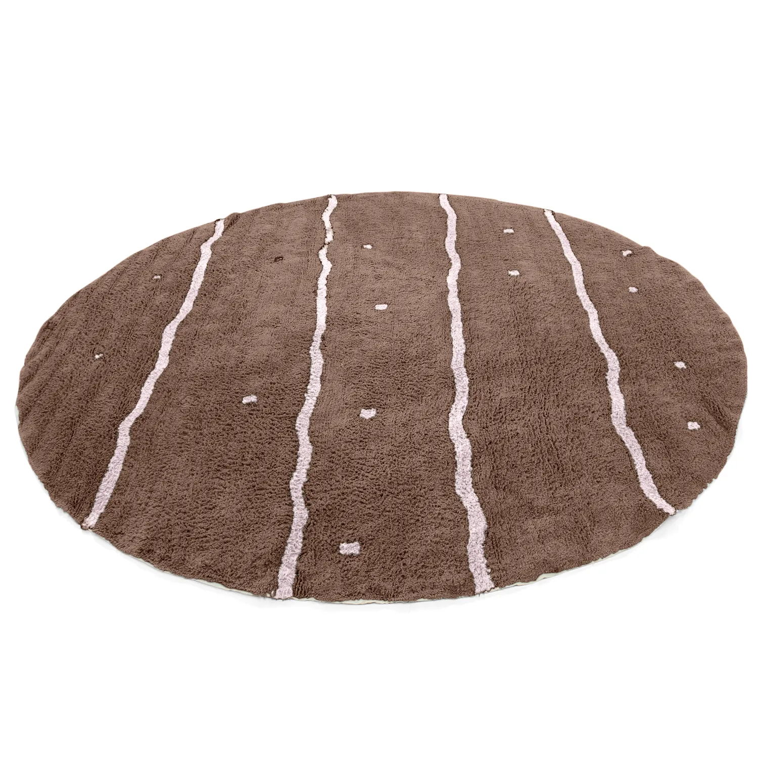 Rond vloerkleed - Leora Natural Cotton Shaggy (bruin/paars)