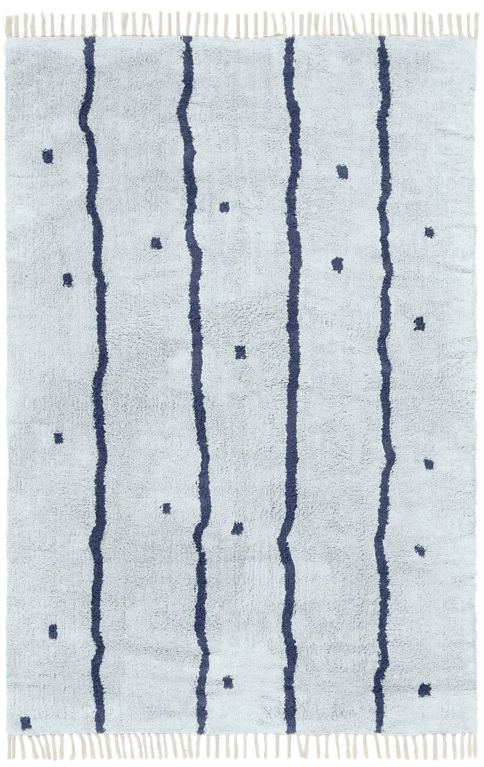 Hoogpolig vloerkleed - Leora Natural Cotton Shaggy (grijs/blauw)