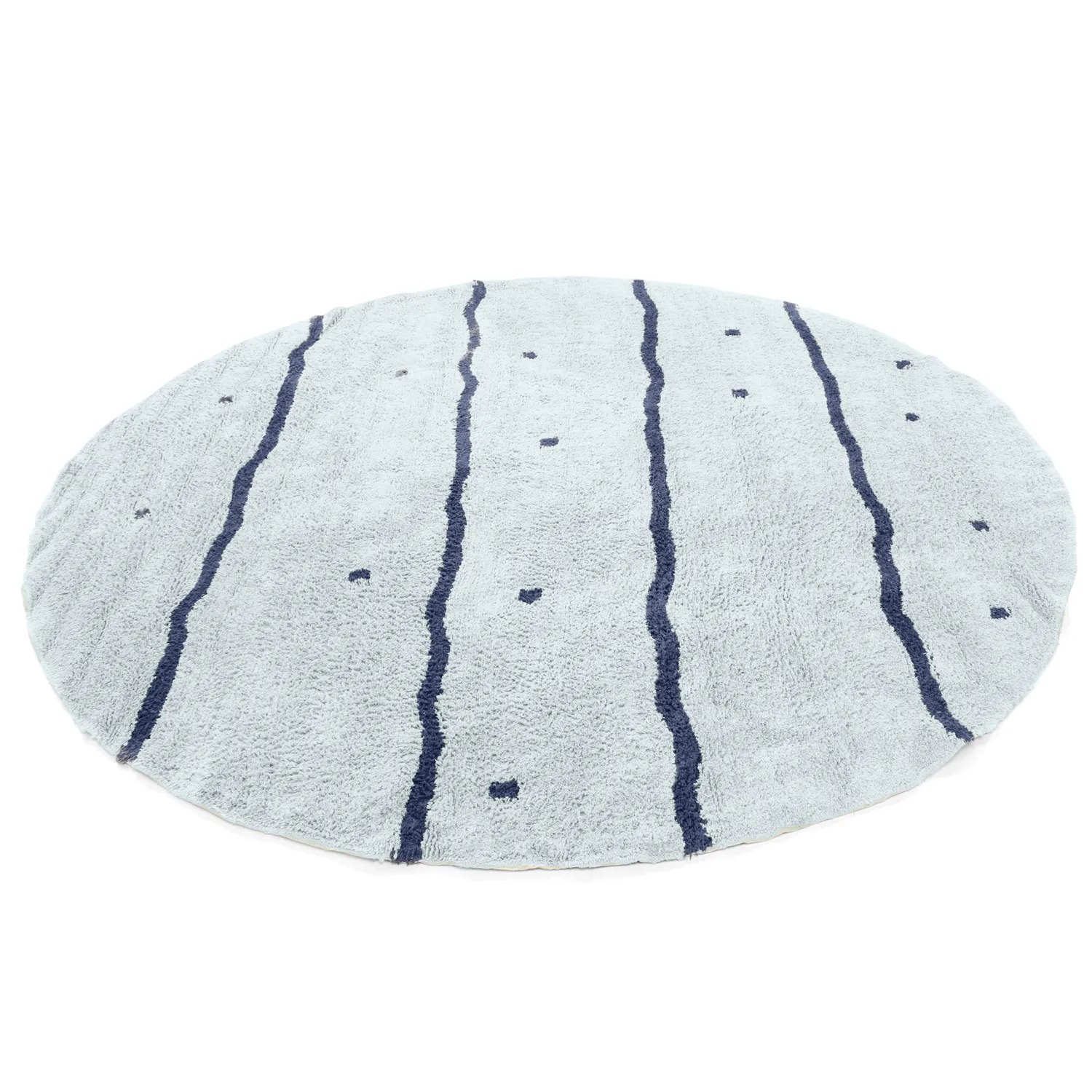 Rond vloerkleed - Leora Natural Cotton Shaggy (grijs/blauw)