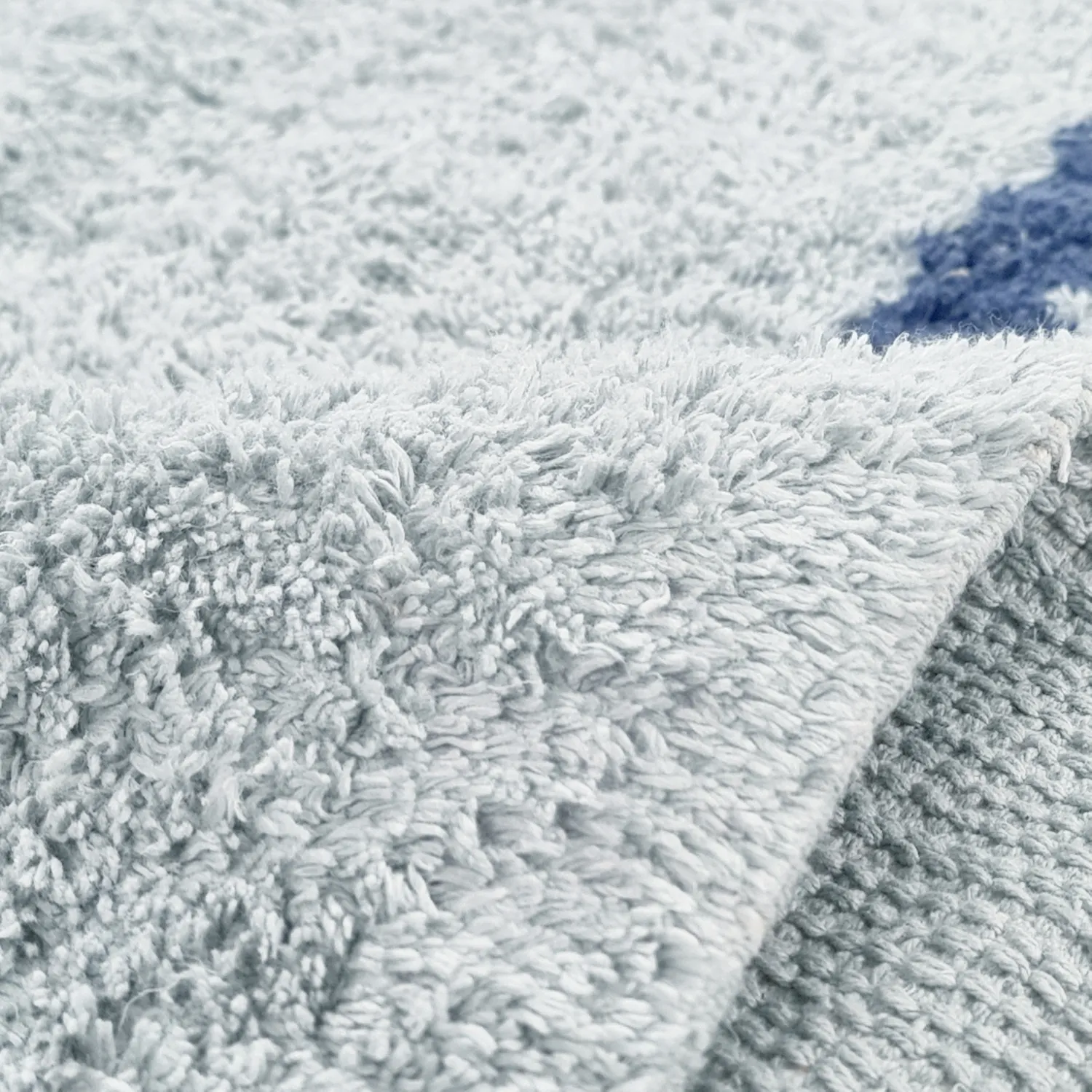 Rond vloerkleed - Leora Natural Cotton Shaggy (grijs/blauw)