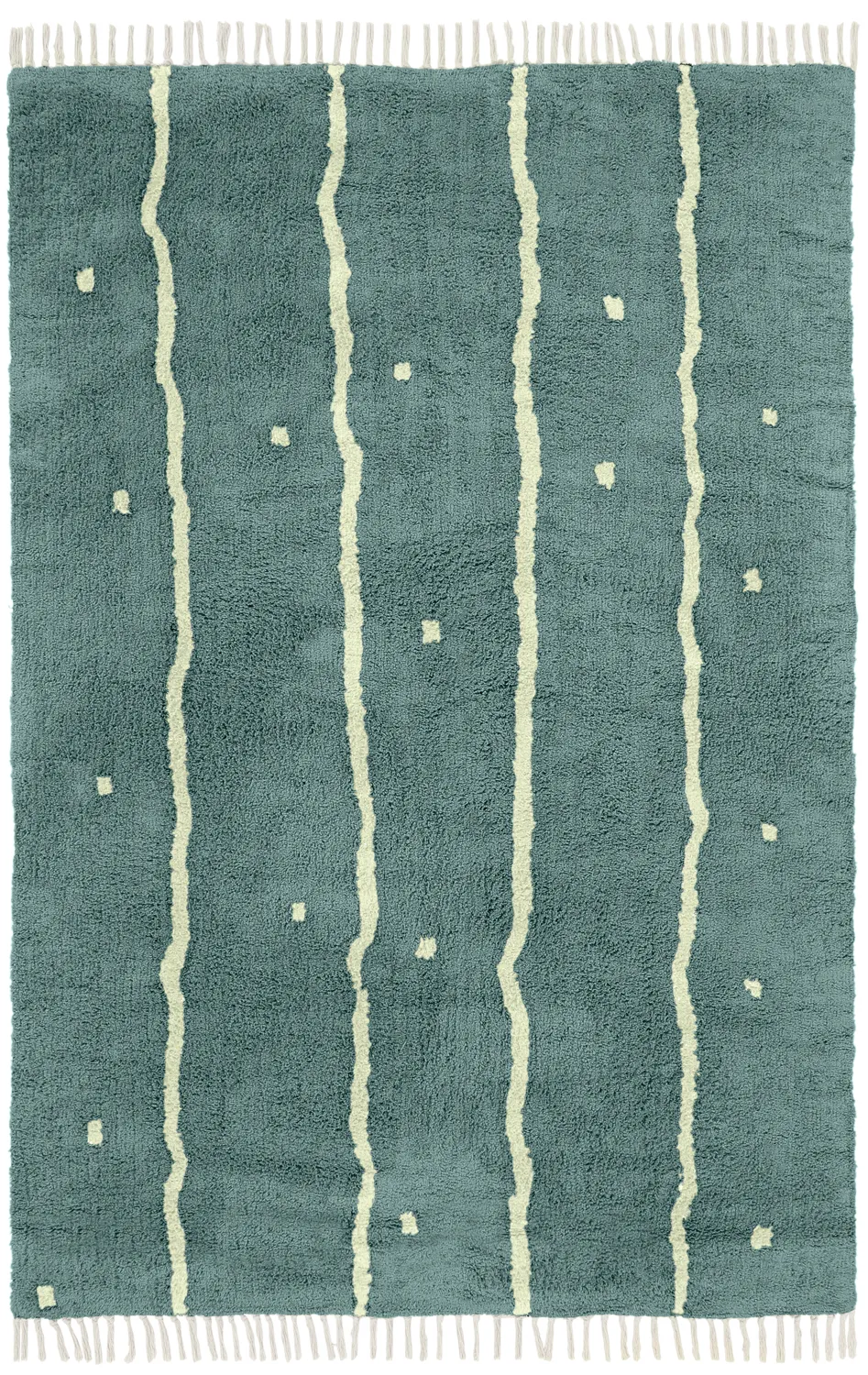 Hoogpolig vloerkleed - Leora Natural Cotton Shaggy (groente)