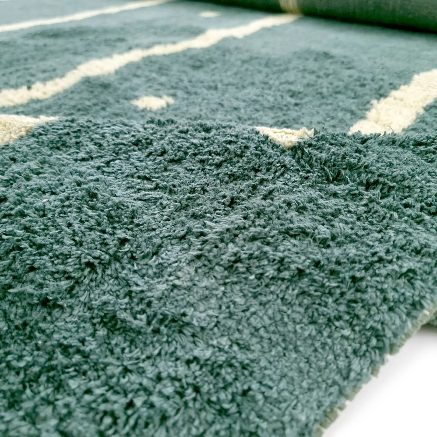 Hoogpolig vloerkleed - Leora Natural Cotton Shaggy (groente)