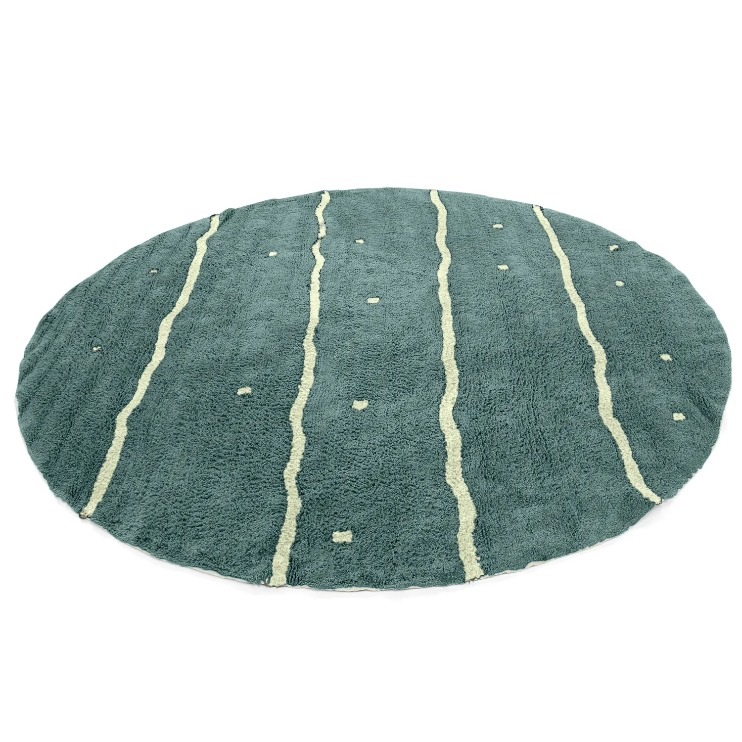 Rond vloerkleed - Leora Natural Cotton Shaggy (groente)
