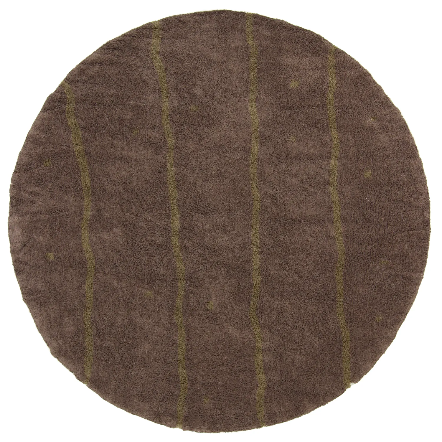 Rond vloerkleed - Leora Natural Cotton Shaggy (bruin/olijf)