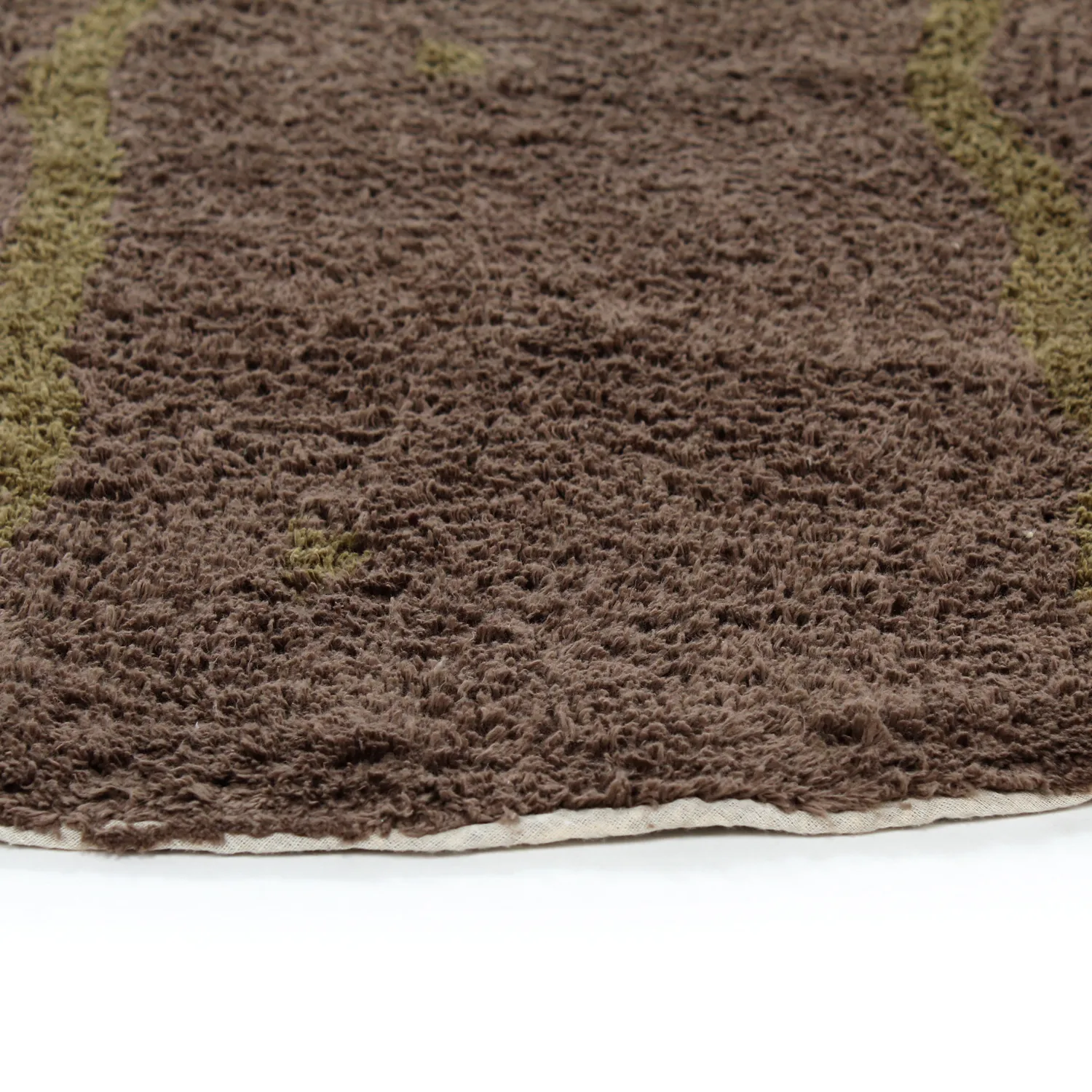 Rond vloerkleed - Leora Natural Cotton Shaggy (bruin/olijf)