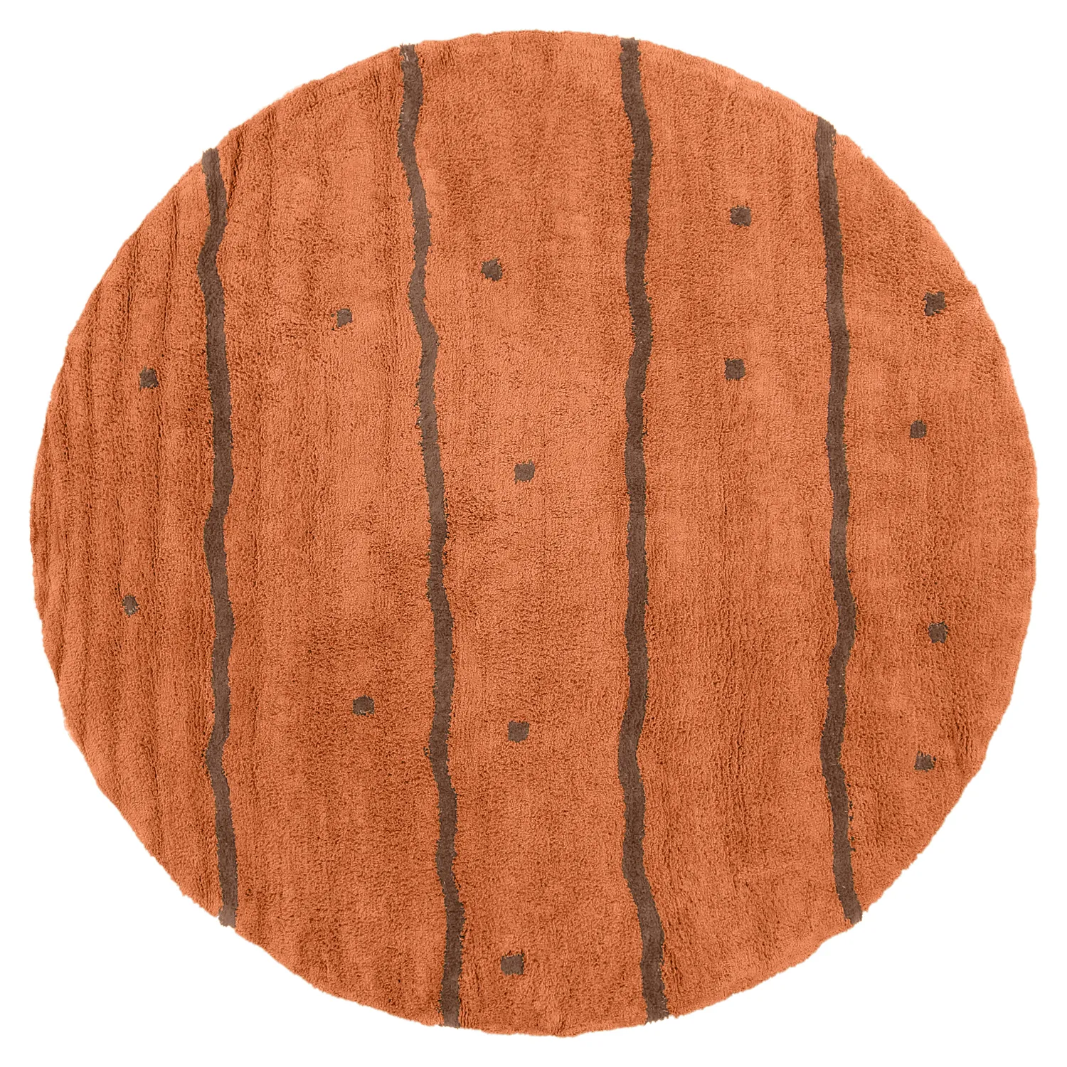 Rond vloerkleed - Leora Natural Cotton Shaggy (oranje/bruin)