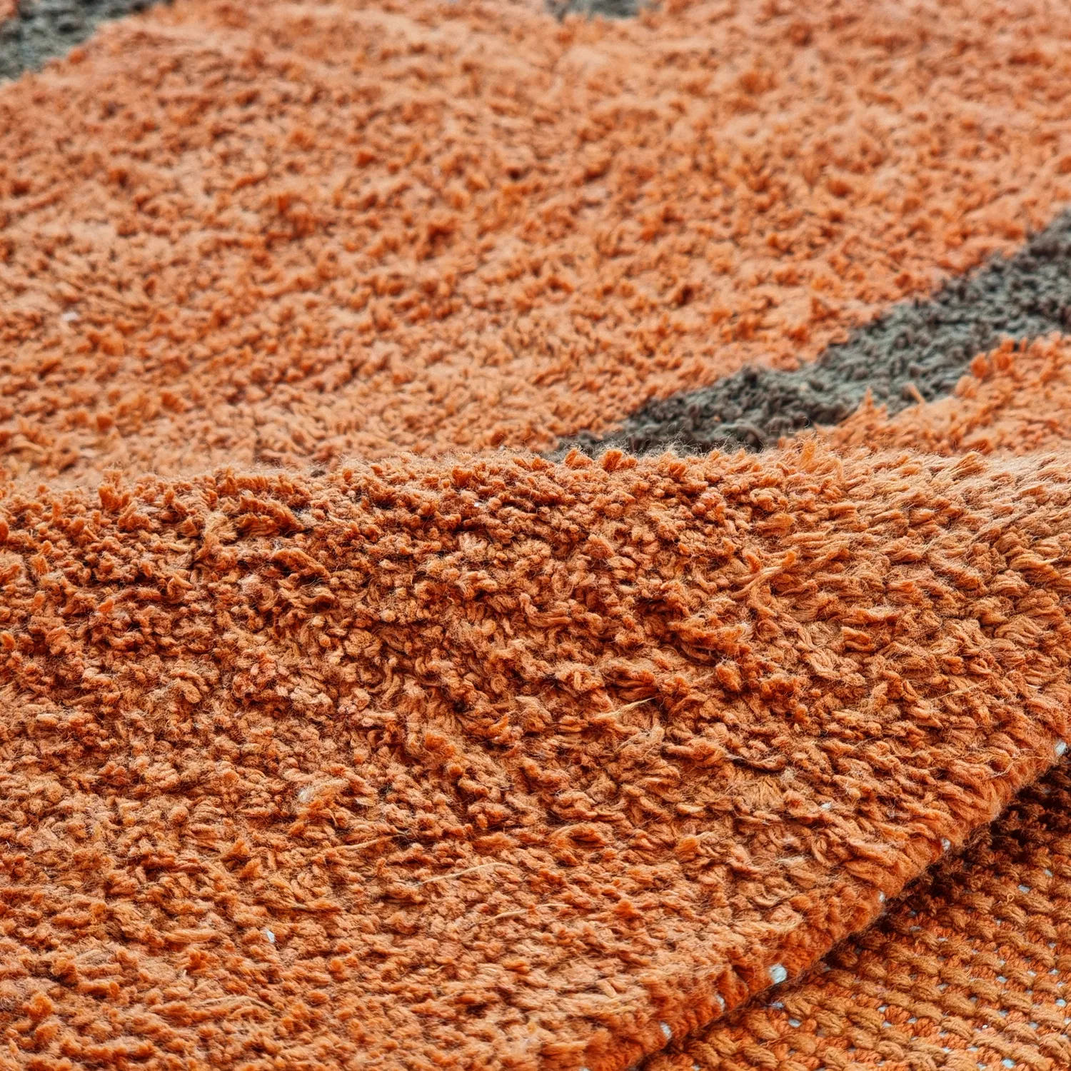 Rond vloerkleed - Leora Natural Cotton Shaggy (oranje/bruin)