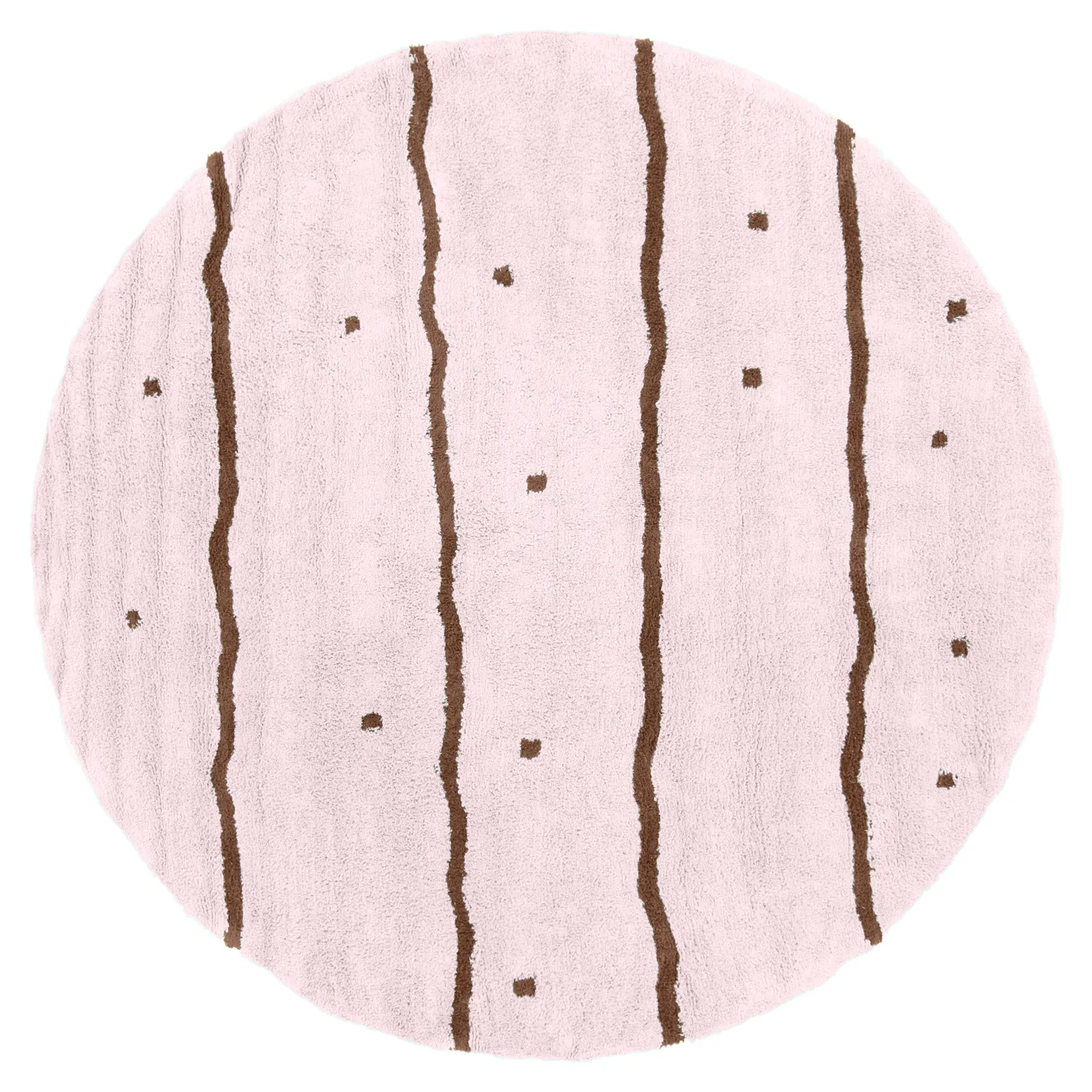 Rond vloerkleed - Leora Natural Cotton Shaggy (roze/bruin)