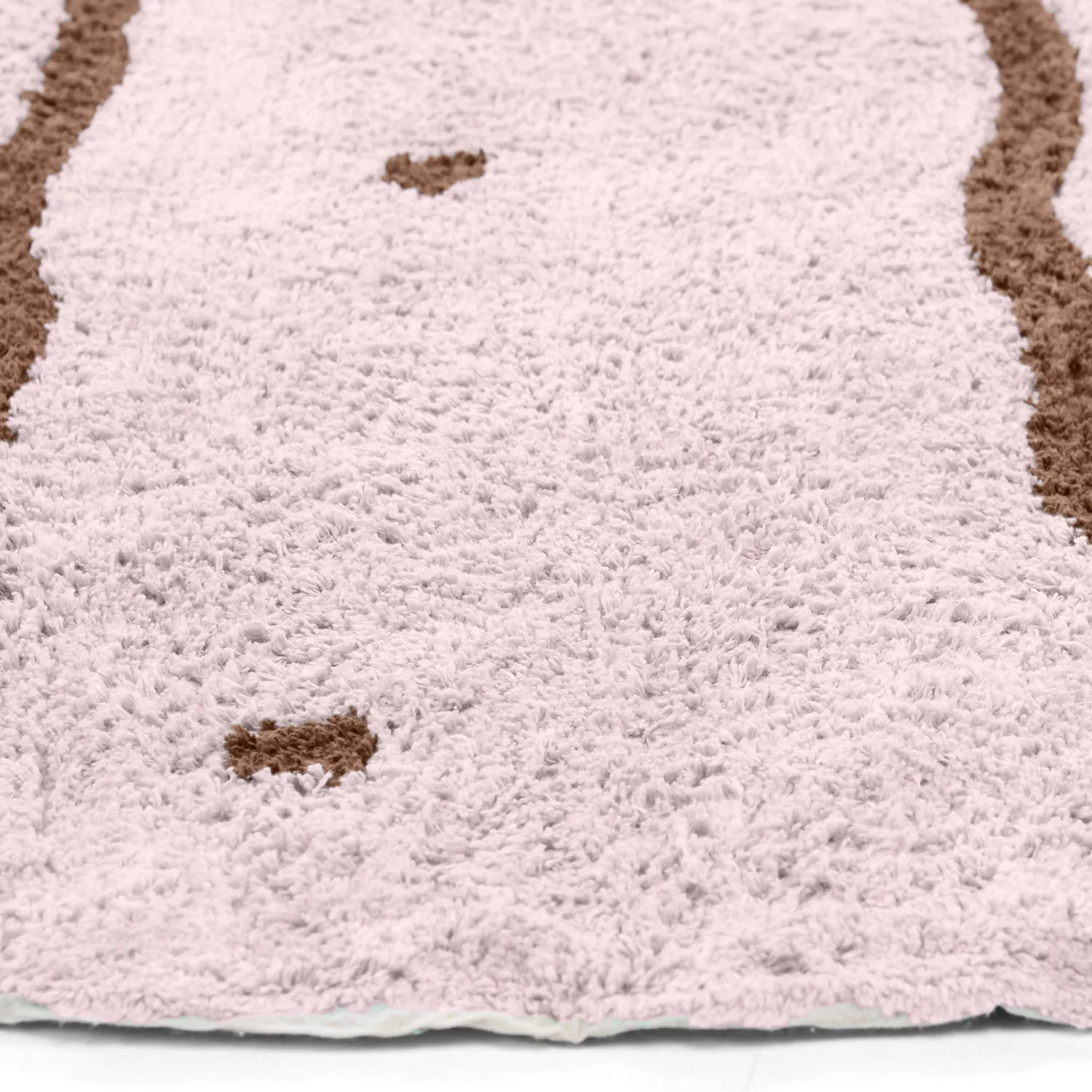 Rond vloerkleed - Leora Natural Cotton Shaggy (roze/bruin)