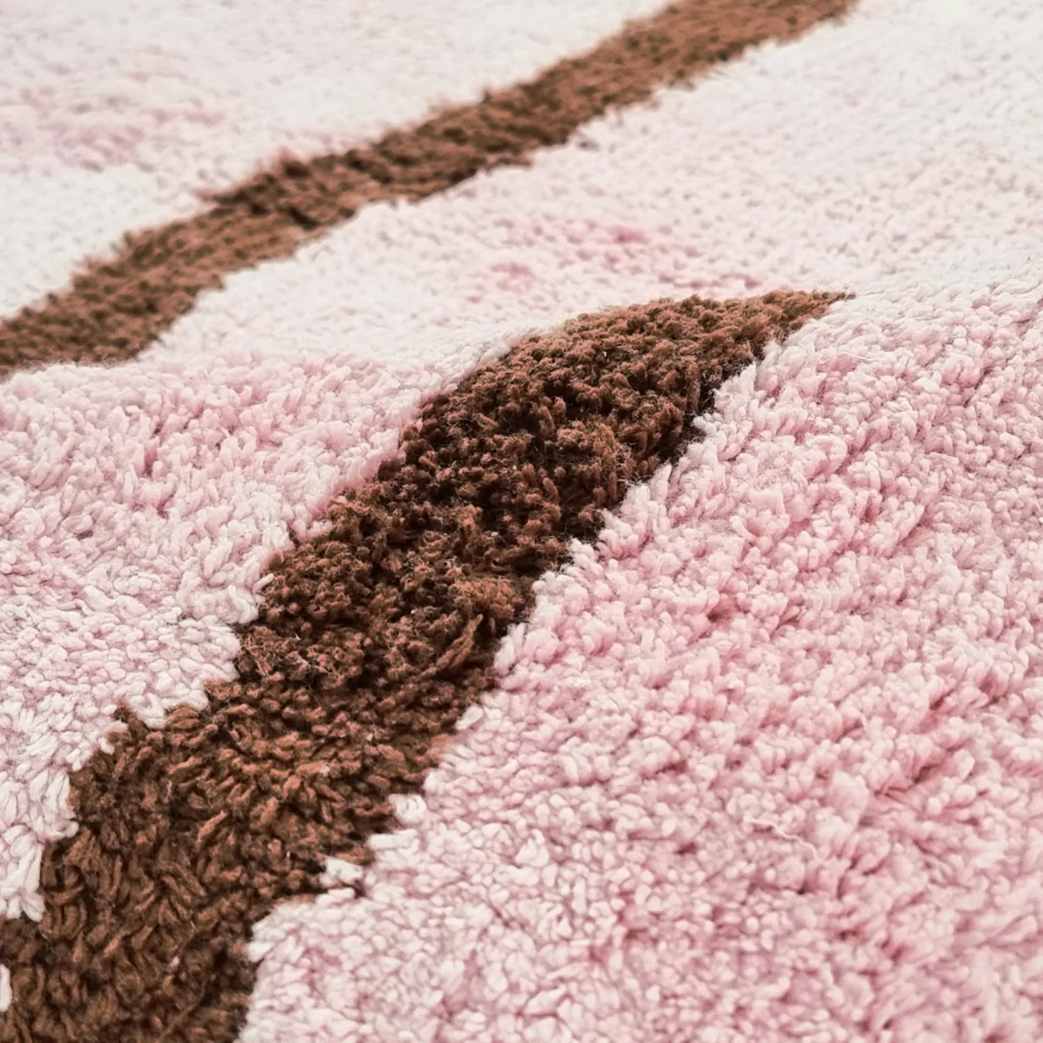 Rond vloerkleed - Leora Natural Cotton Shaggy (roze/bruin)