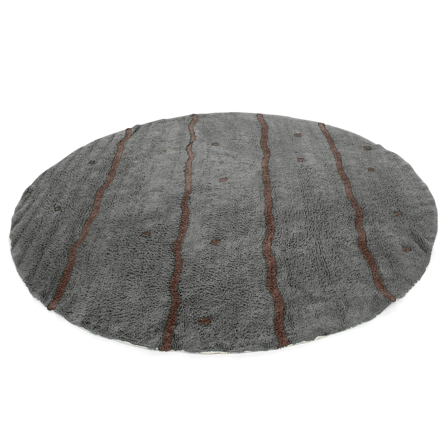 Rond vloerkleed - Leora Natural Cotton Shaggy (zwart/bruin)