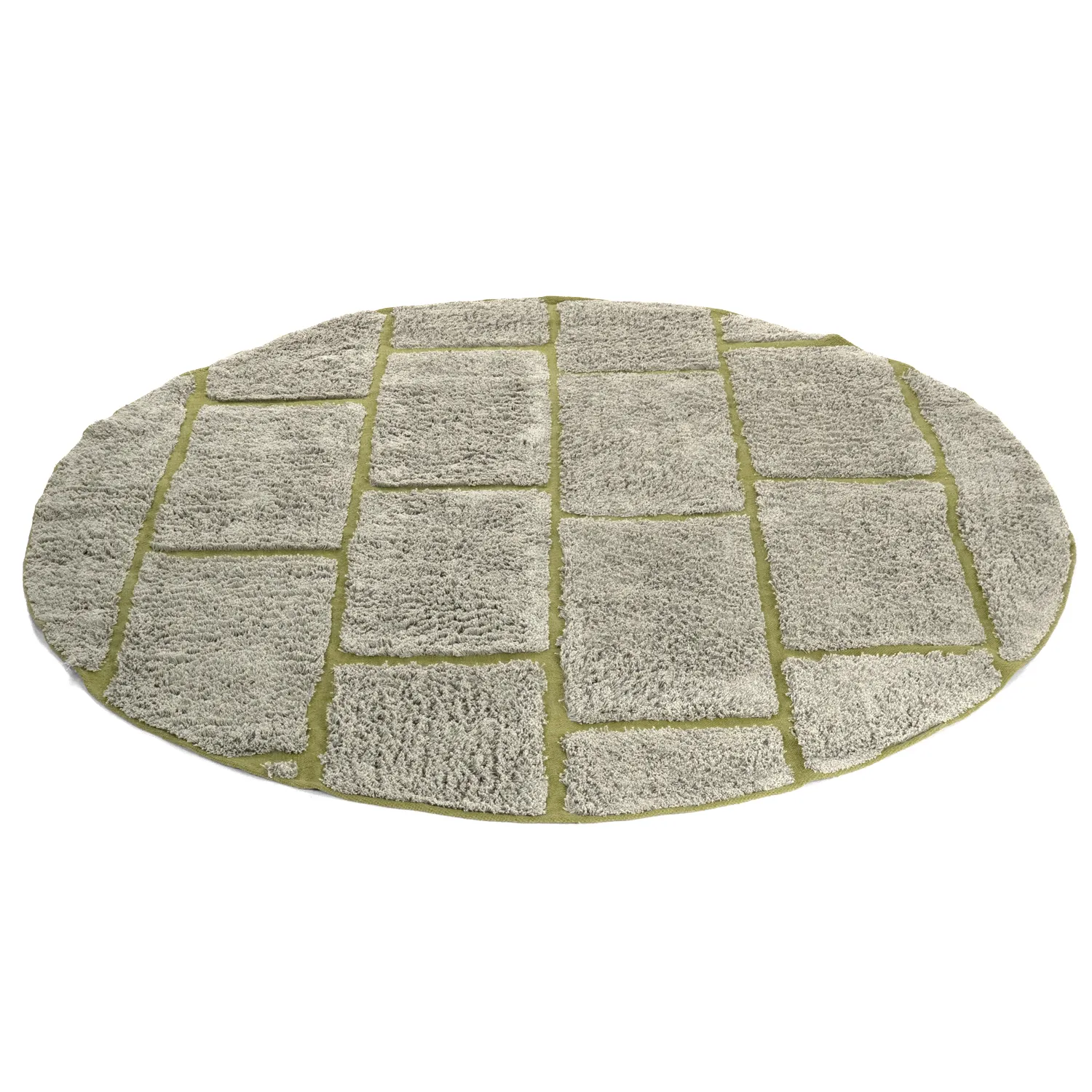 Ronde vloerkleden - Lindley Natural Cotton Shaggy (grijs/groen)