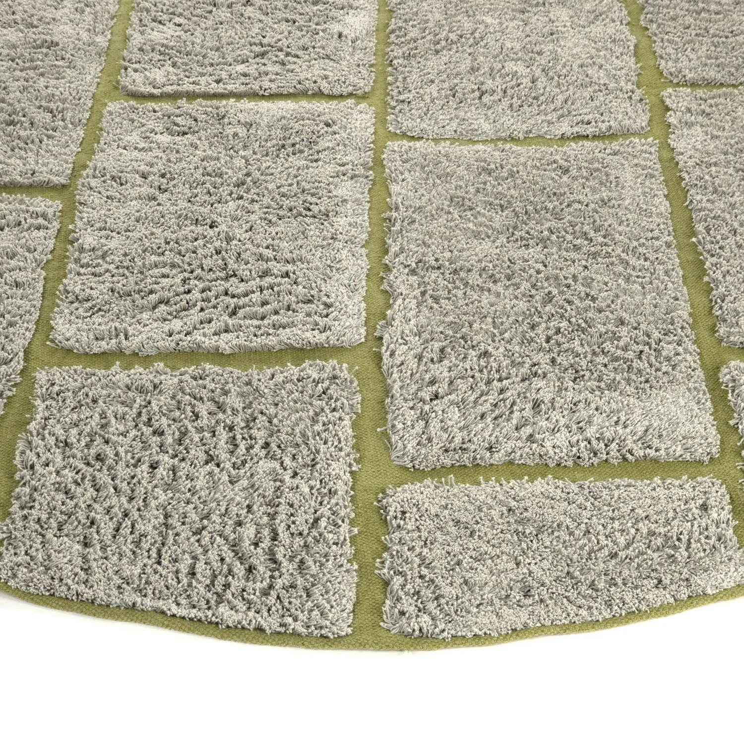 Ronde vloerkleden - Lindley Natural Cotton Shaggy (grijs/groen)